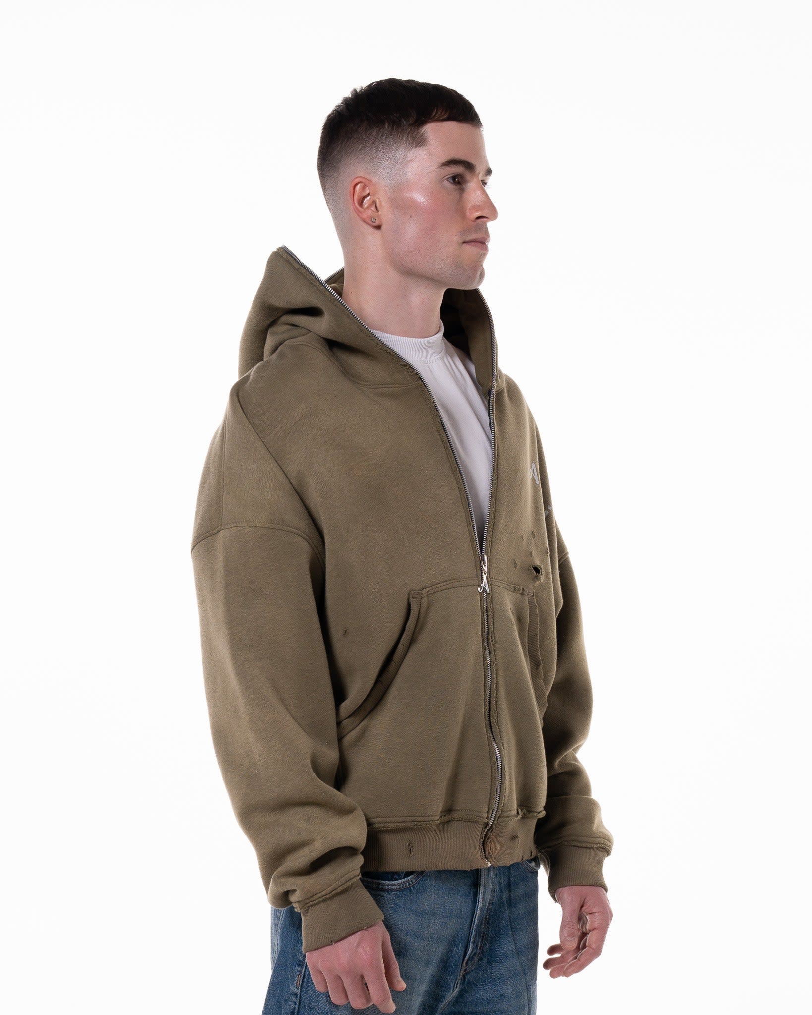 GREEN "LODJA" DISTRESSED HOODIE - Image 2