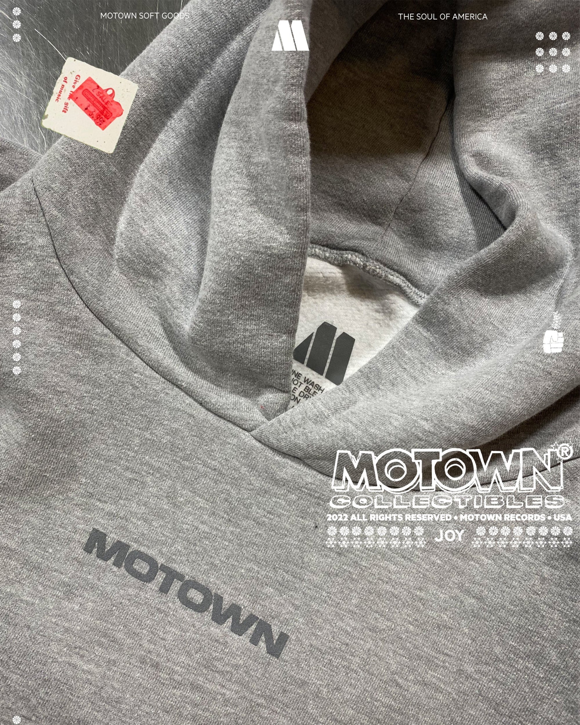 Grey Motown Essentials Hoodie - Image 3
