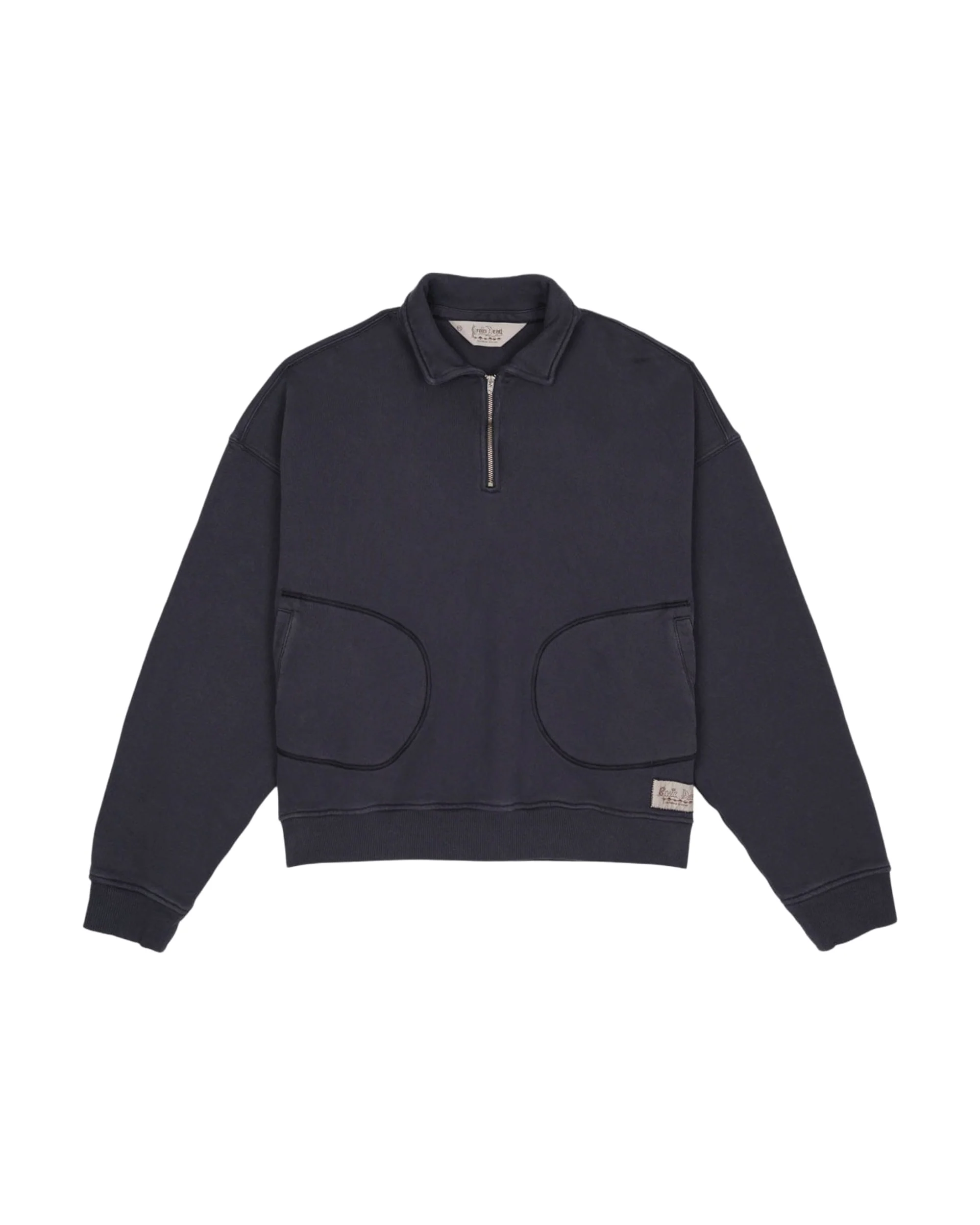 Half Zip Collared Sweatshirt - Washed Black