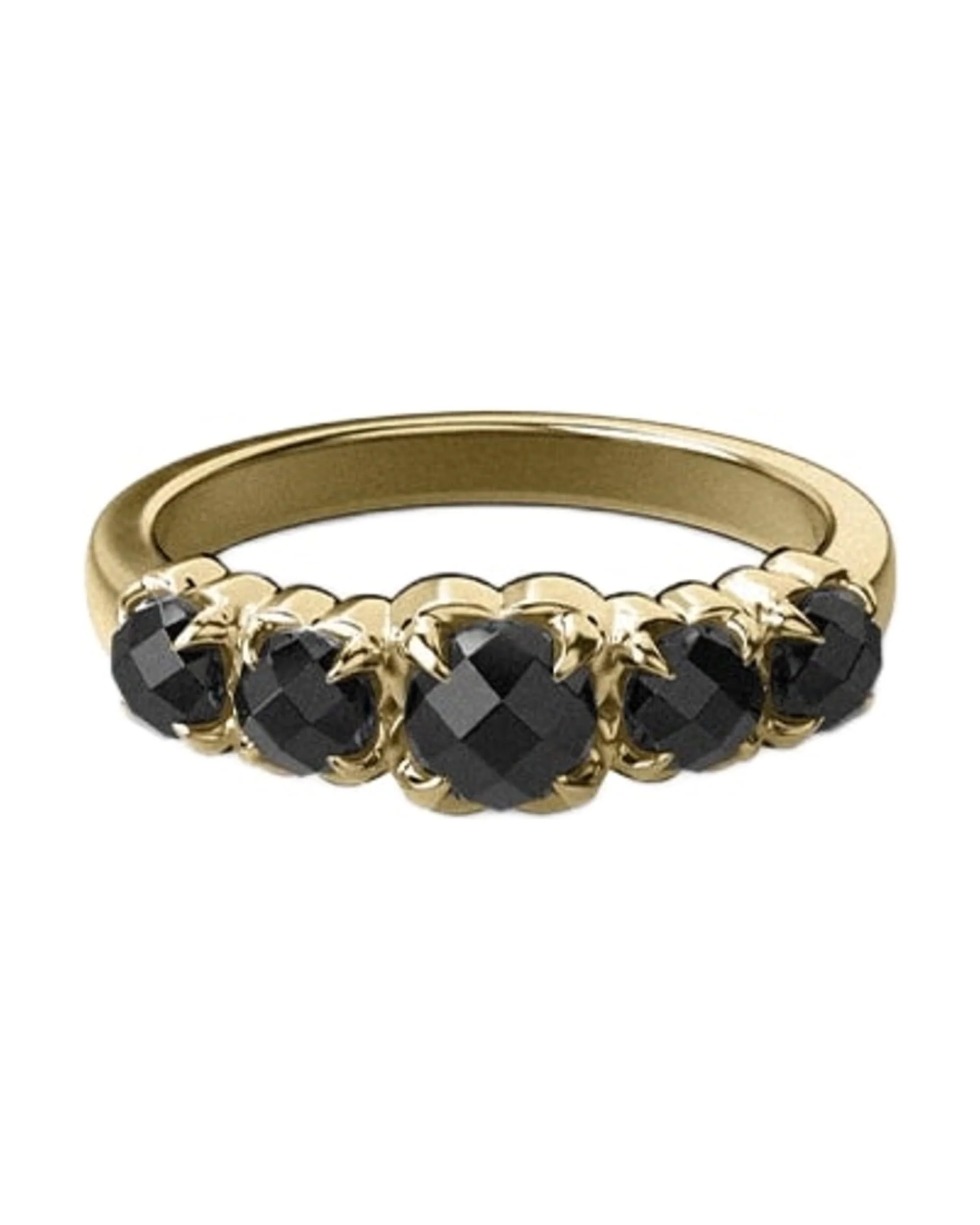 HALO CLUSTER RING ONYX - GOLD PLATED