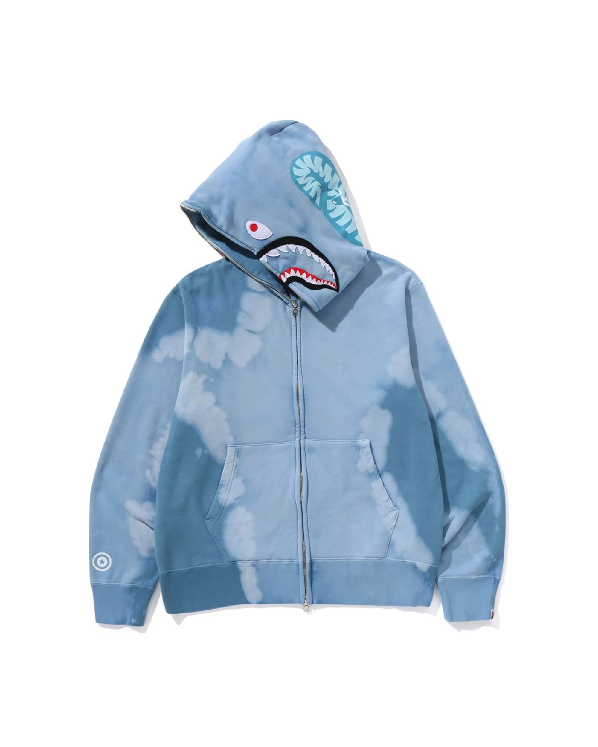 HAND DYE SHARK FULL ZIP HOODIE MENS - Image 2