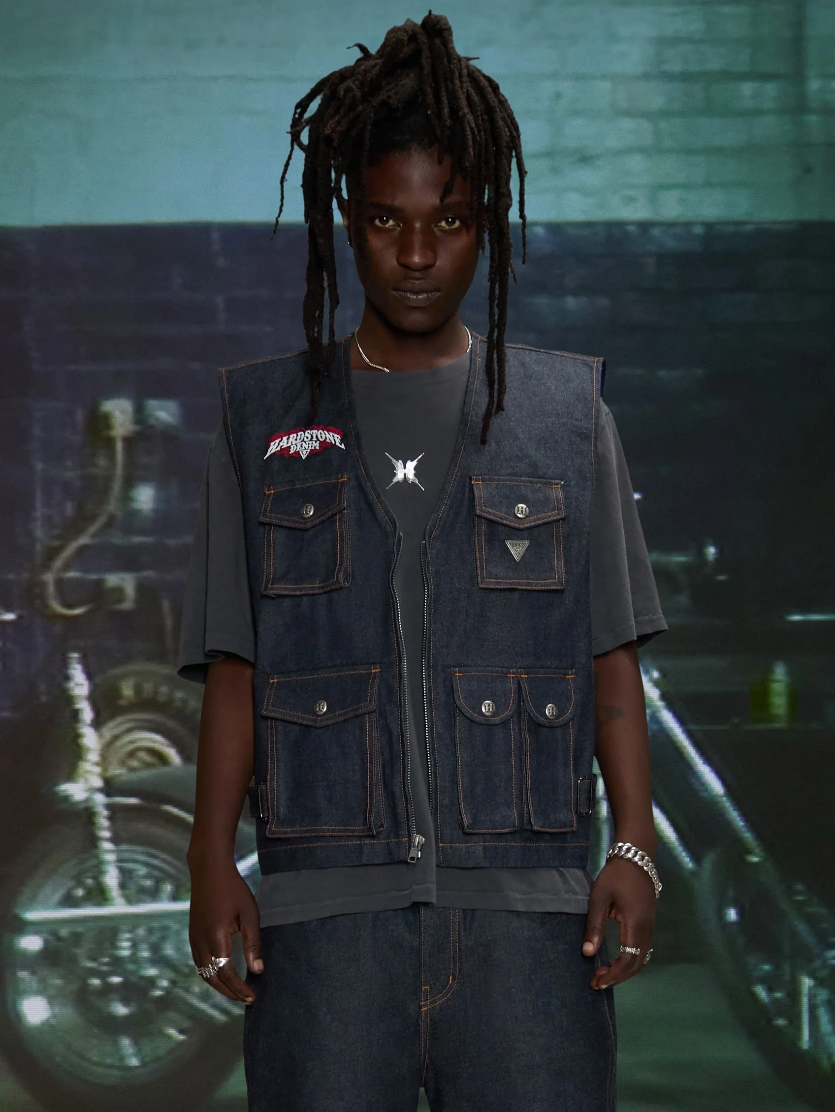 HARDSTONE Raw Denim Vest - Image 5