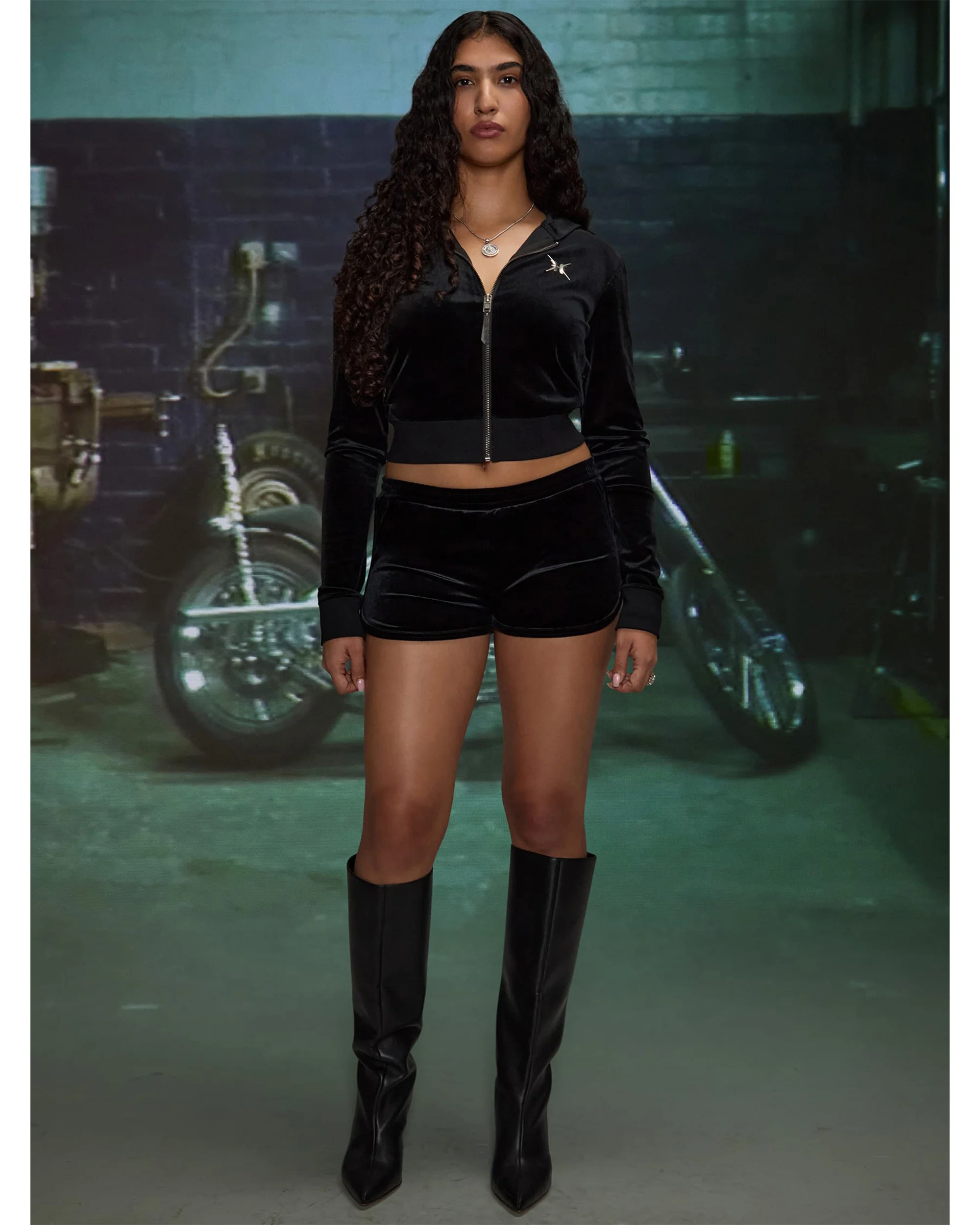 HARDSTONE Velour Zip-Up Hoodie - Image 2