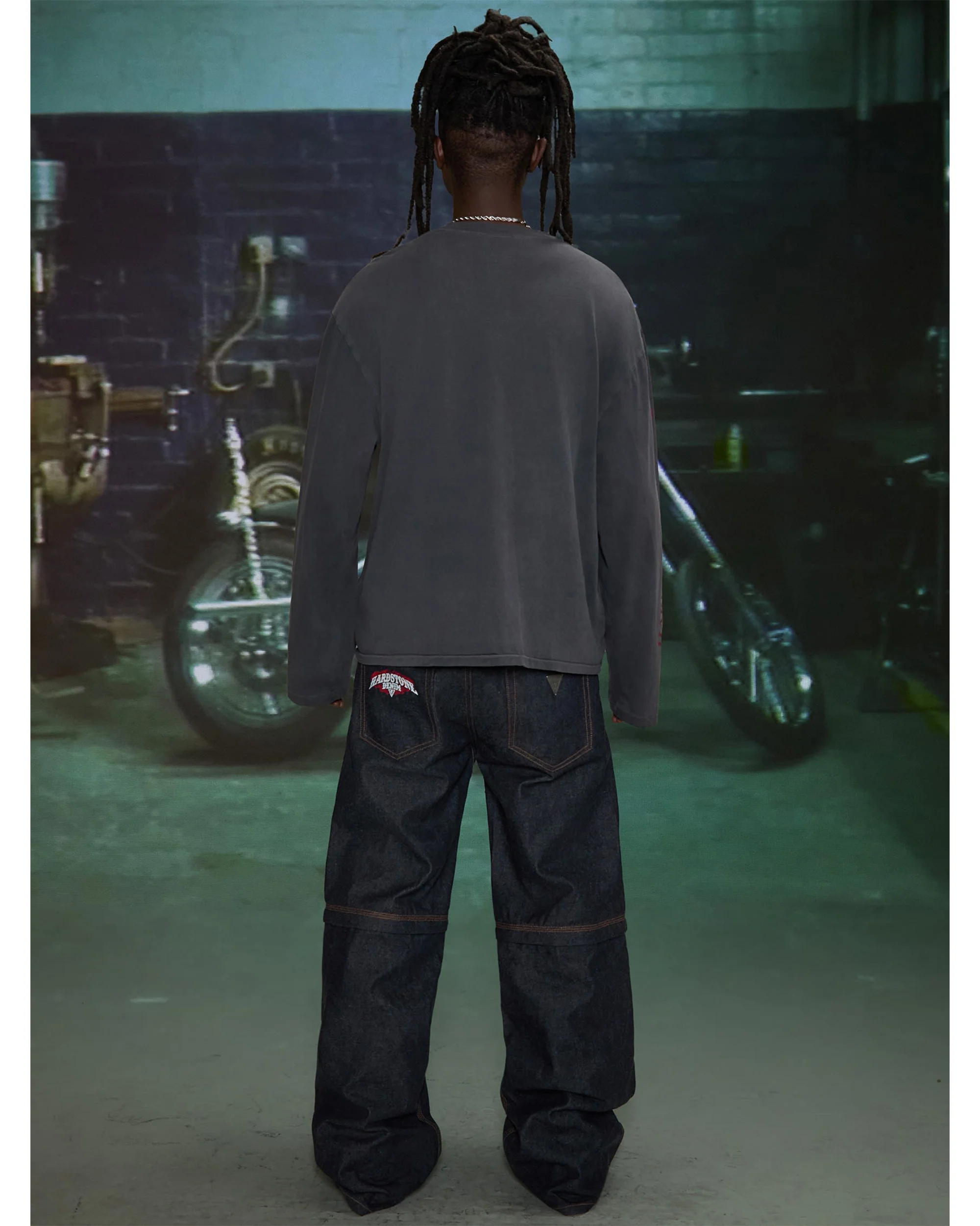 HARDSTONE Zip-Off Raw Denim Jeans - Image 4