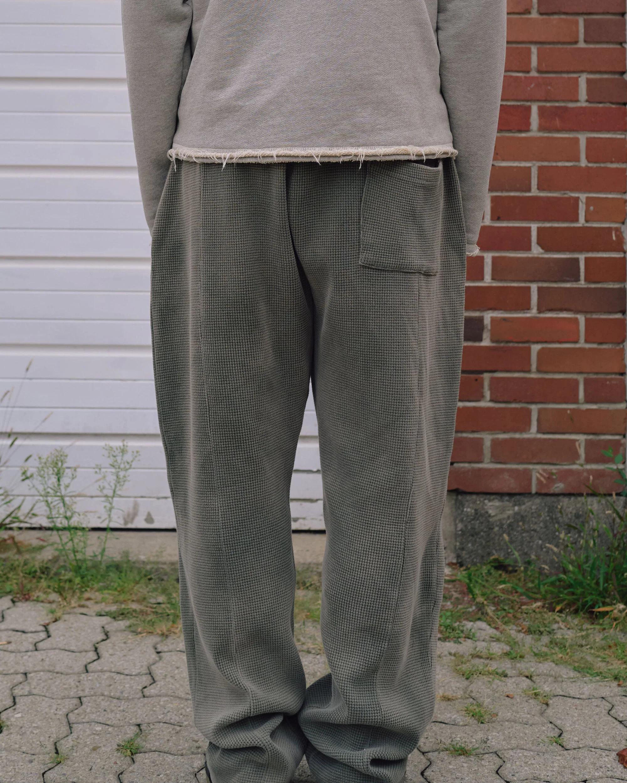 Heavyweight Waffle Sweatpants - Military Green - Image 4