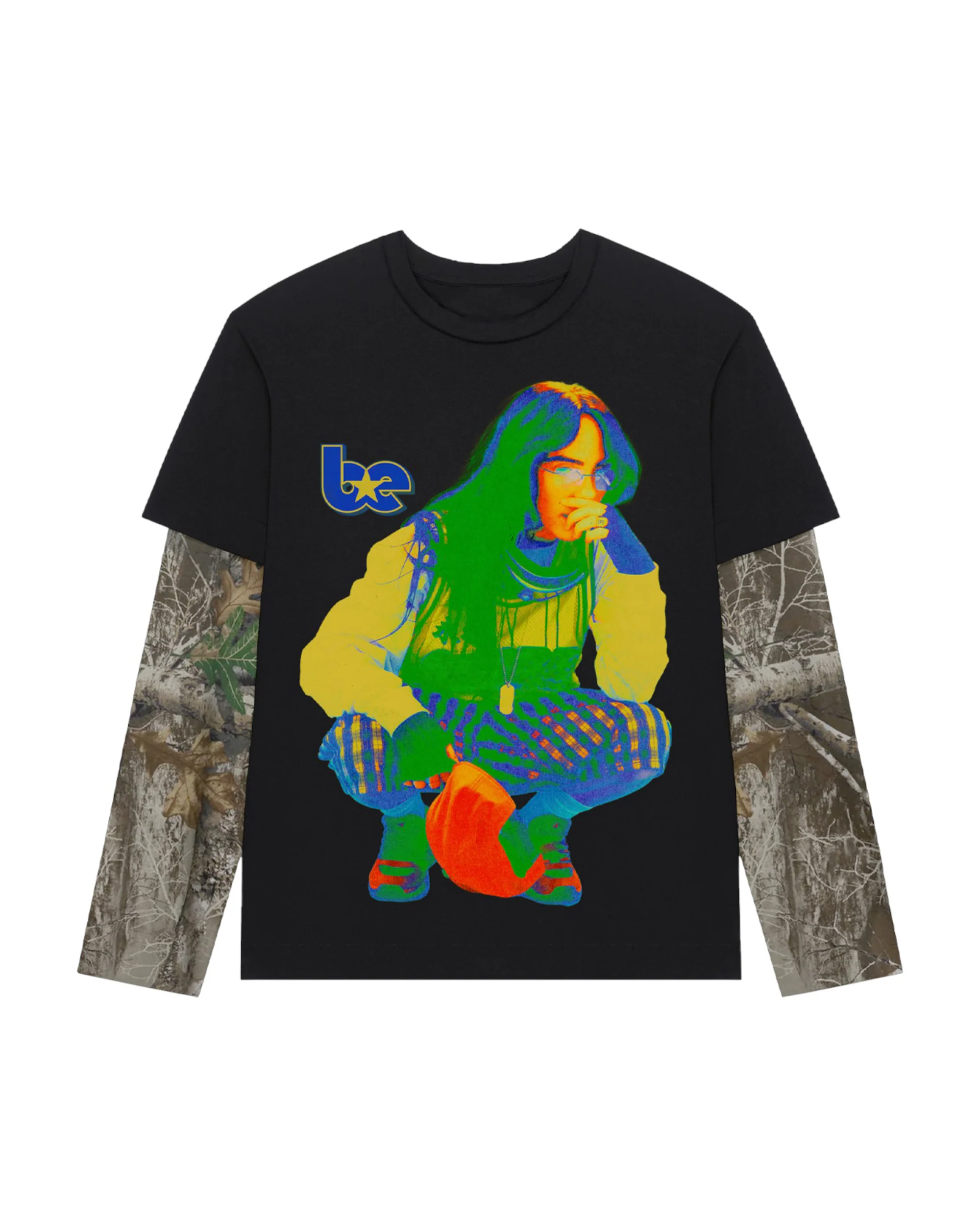 HIT ME HARD AND SOFT TOUR CAMO LAYERED LONG SLEEVE TEE