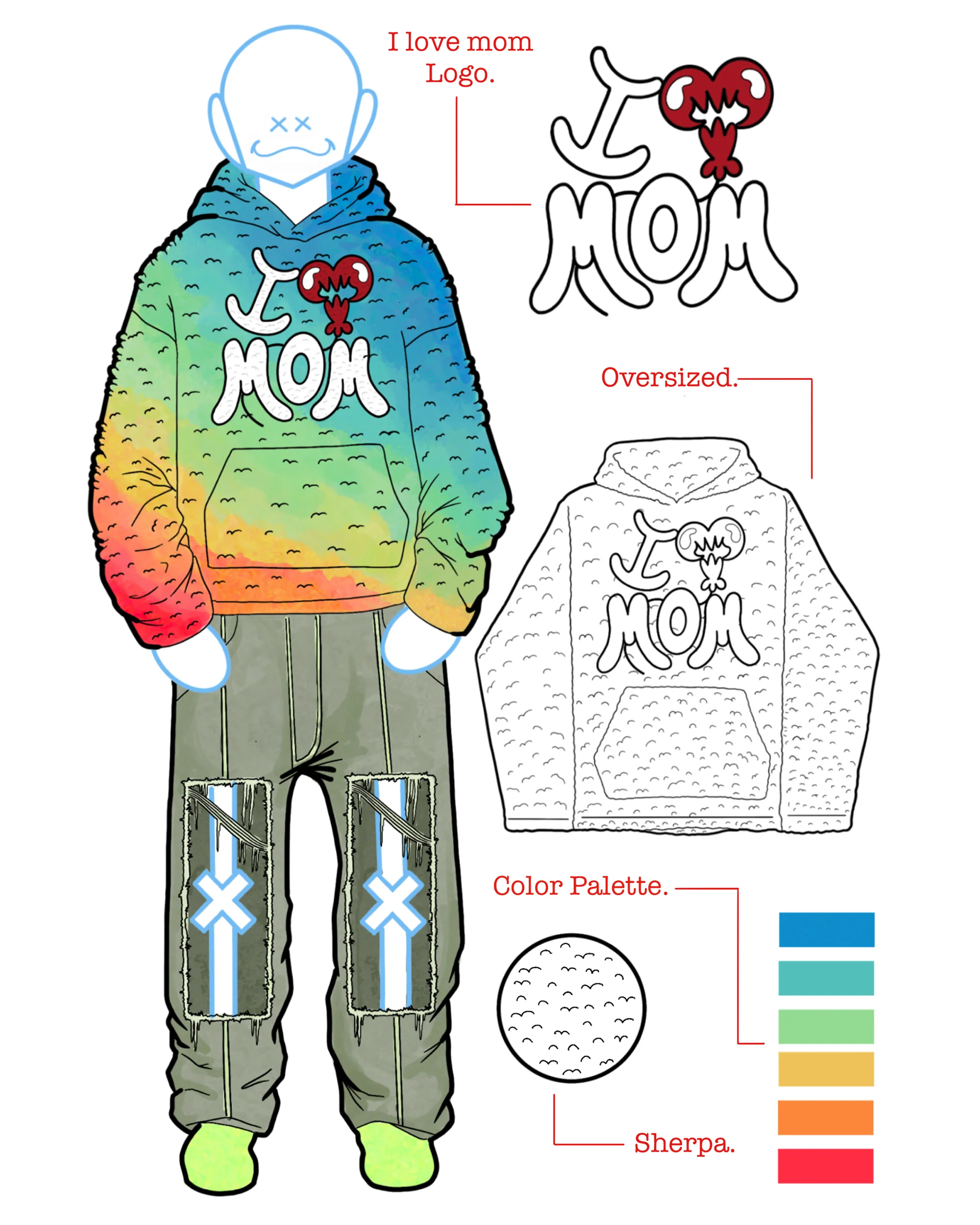 I LOVE MOM SHERPA HOODIE - Image 4
