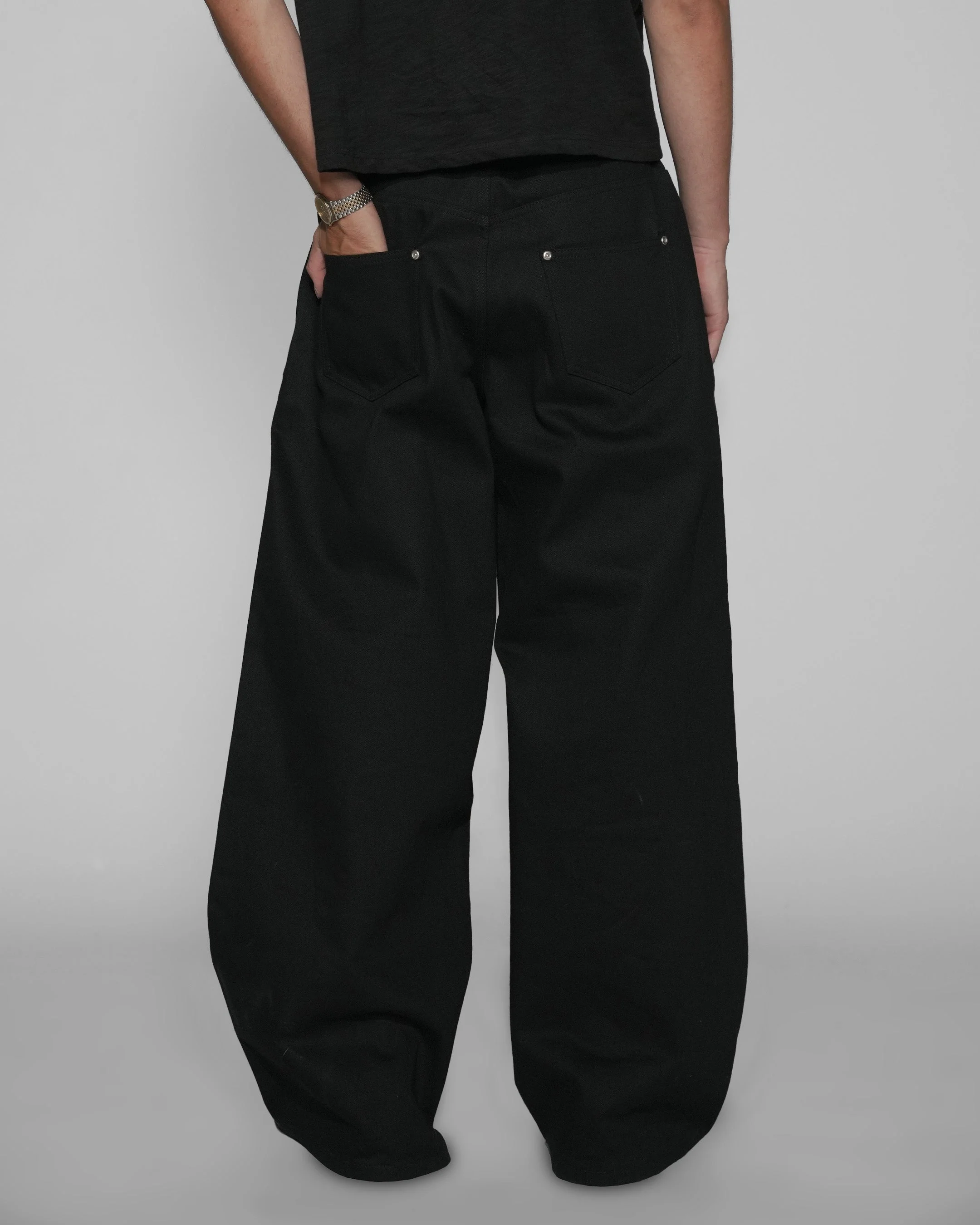 Japanese Selvedge Matte Black Baggy Jeans - Image 3