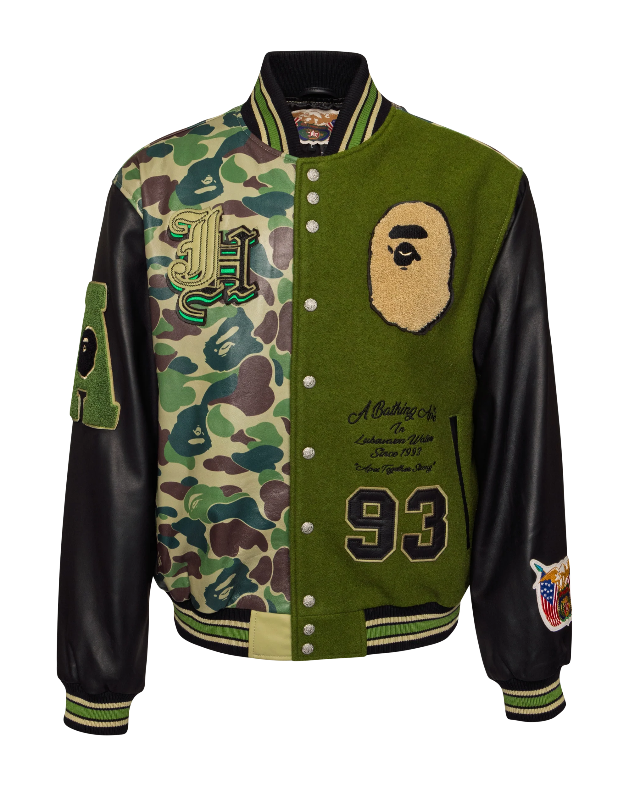 Jeff Hamilton x BAPE Wool & Leather Varsity Jacket