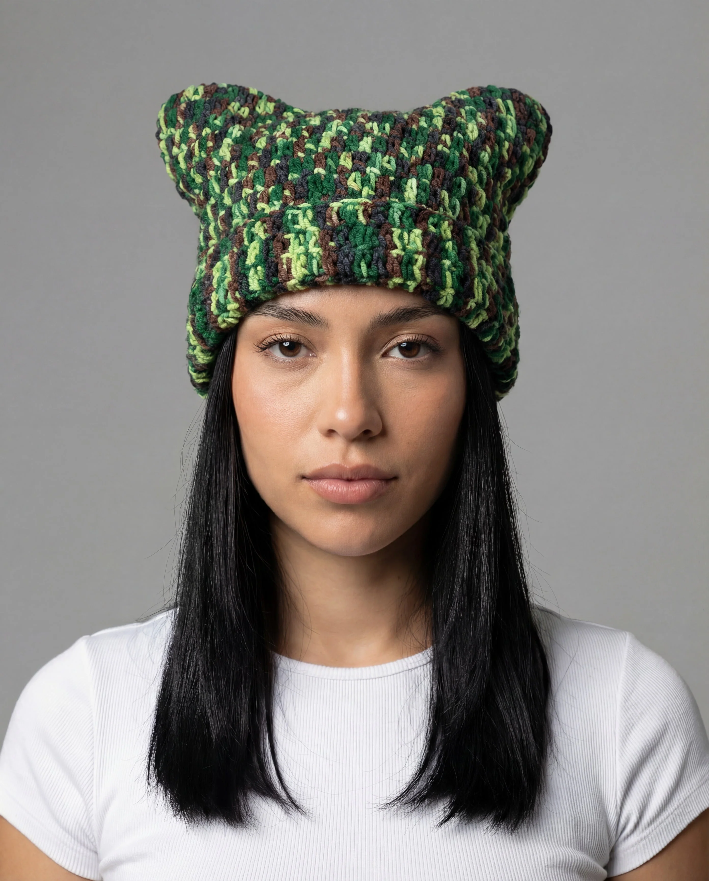 Jungle Camo Crochet Cat Hat - Image 3