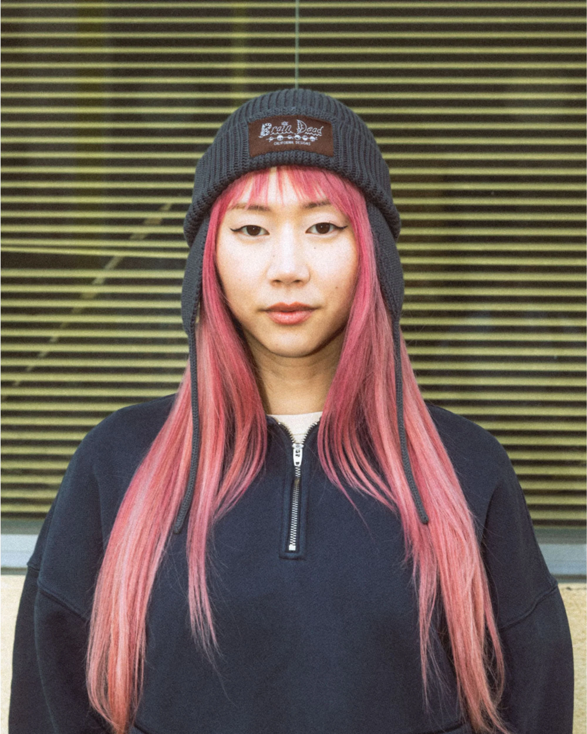Knitted Ear Flap Beanie - Black - Image 2