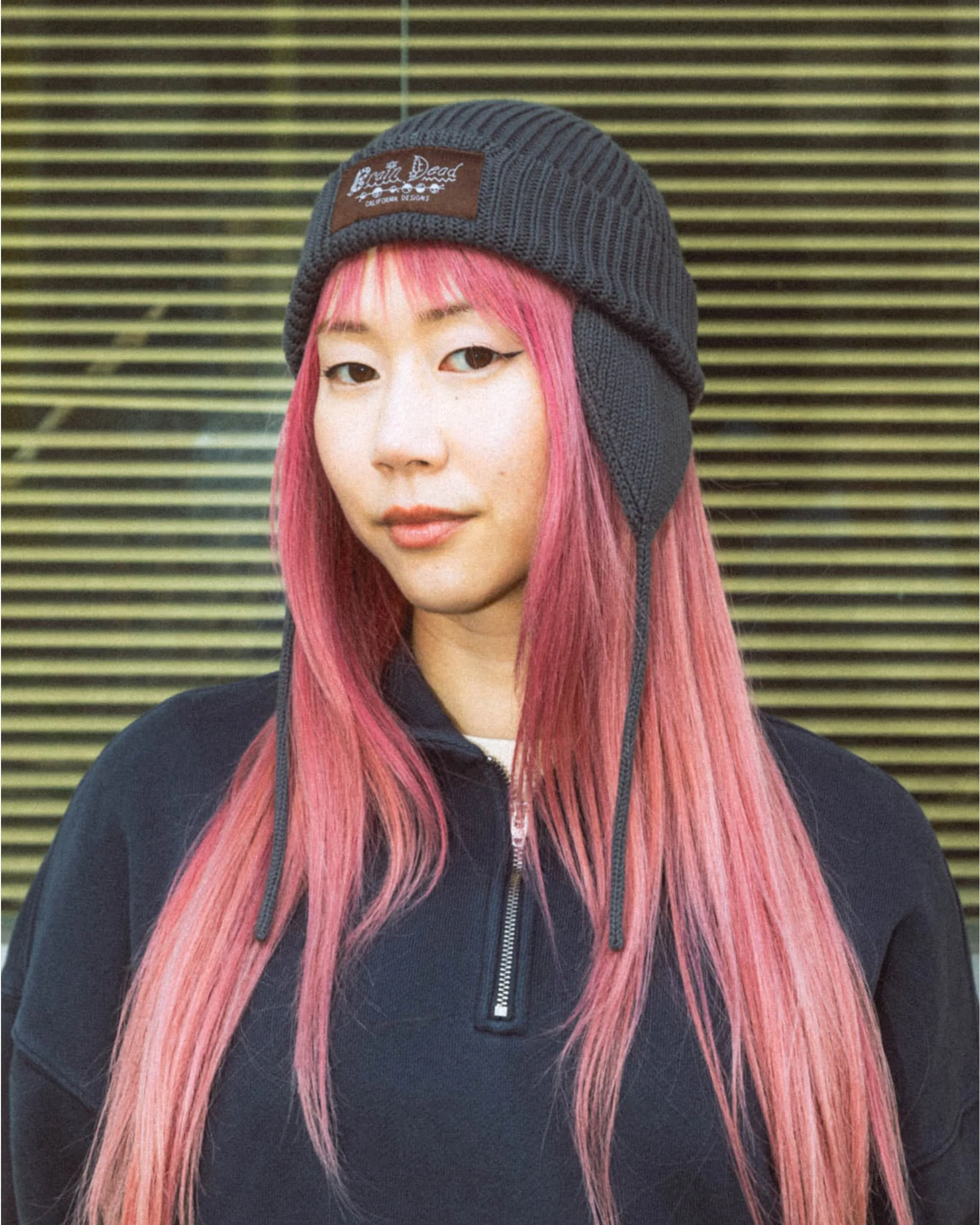 Knitted Ear Flap Beanie - Black - Image 6