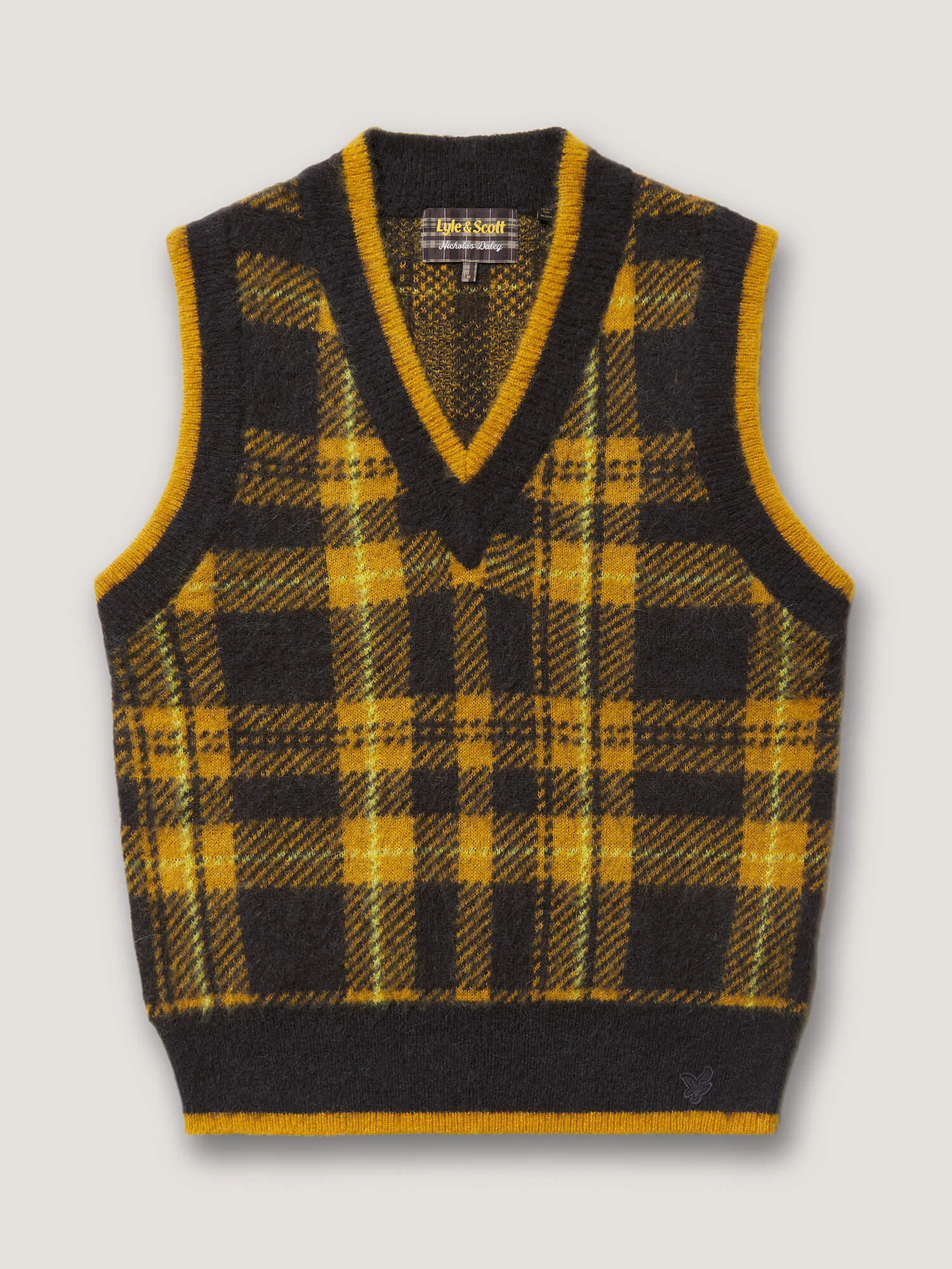 KNITTED TARTAN VEST - ANNIVERSARY GOLD - Image 8