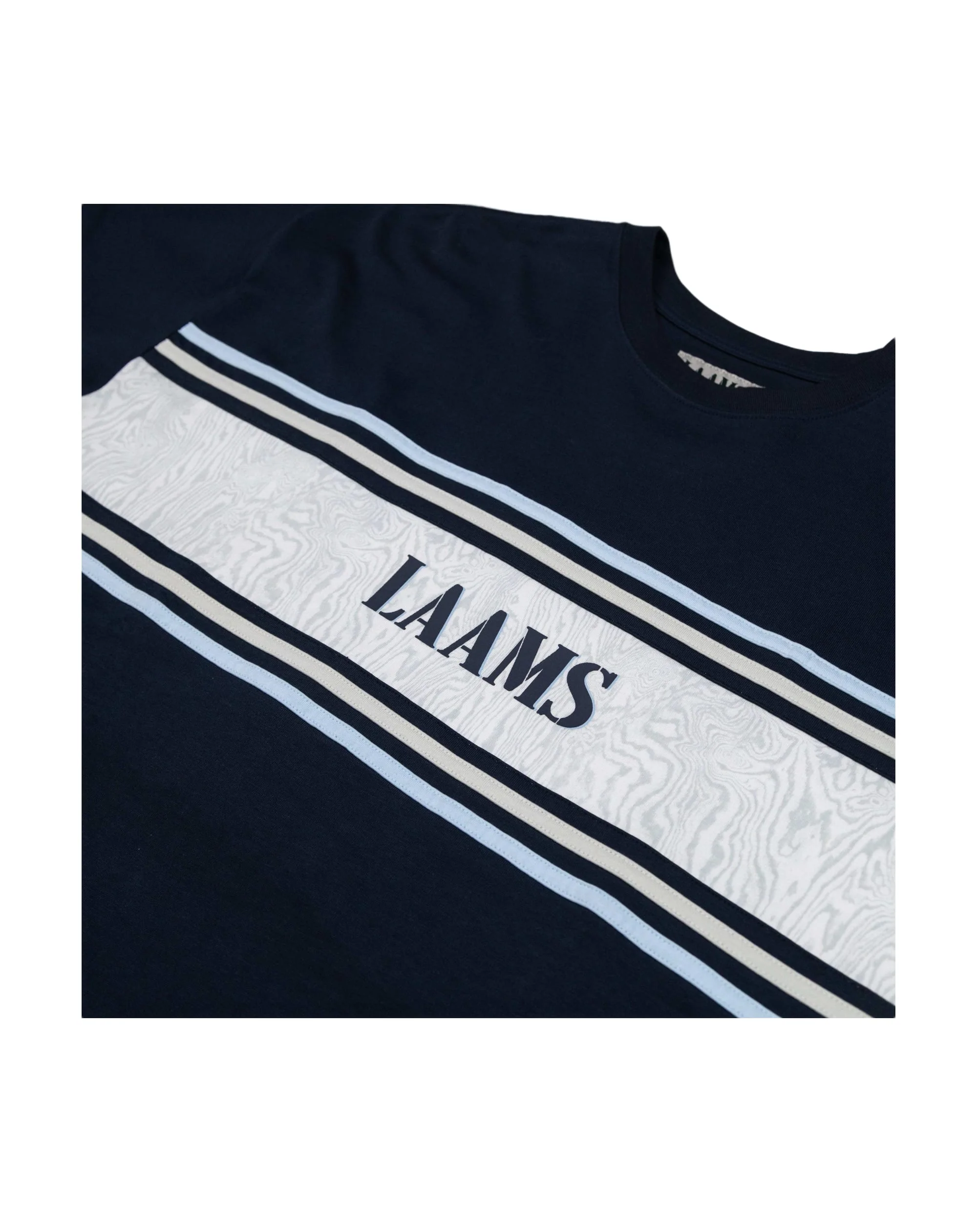 LAAMS Woodgrain Panel T-Shirt (Navy/Grey) - Image 3