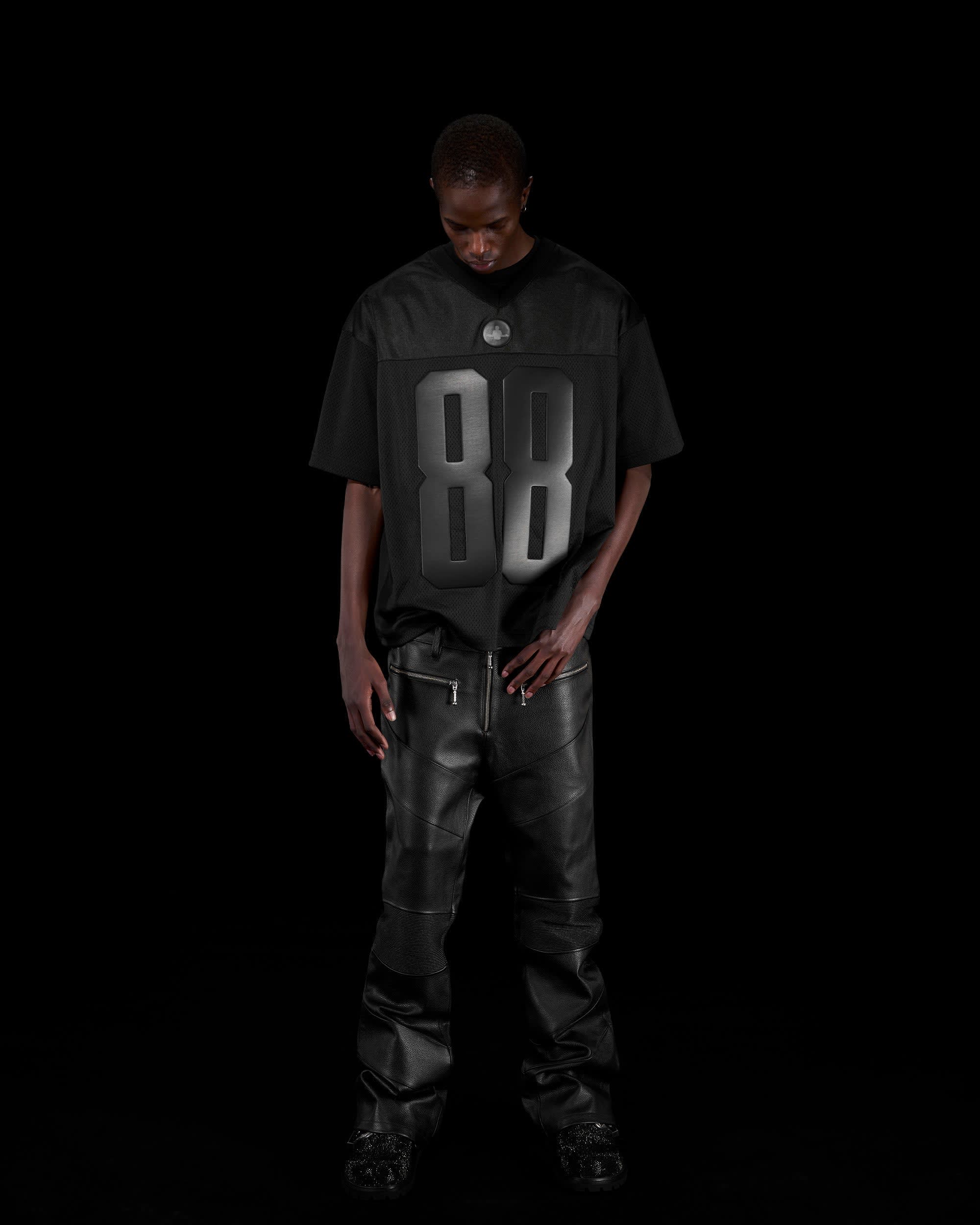 LEATHER FOOTBALL JERSEY - BLACK - Image 9