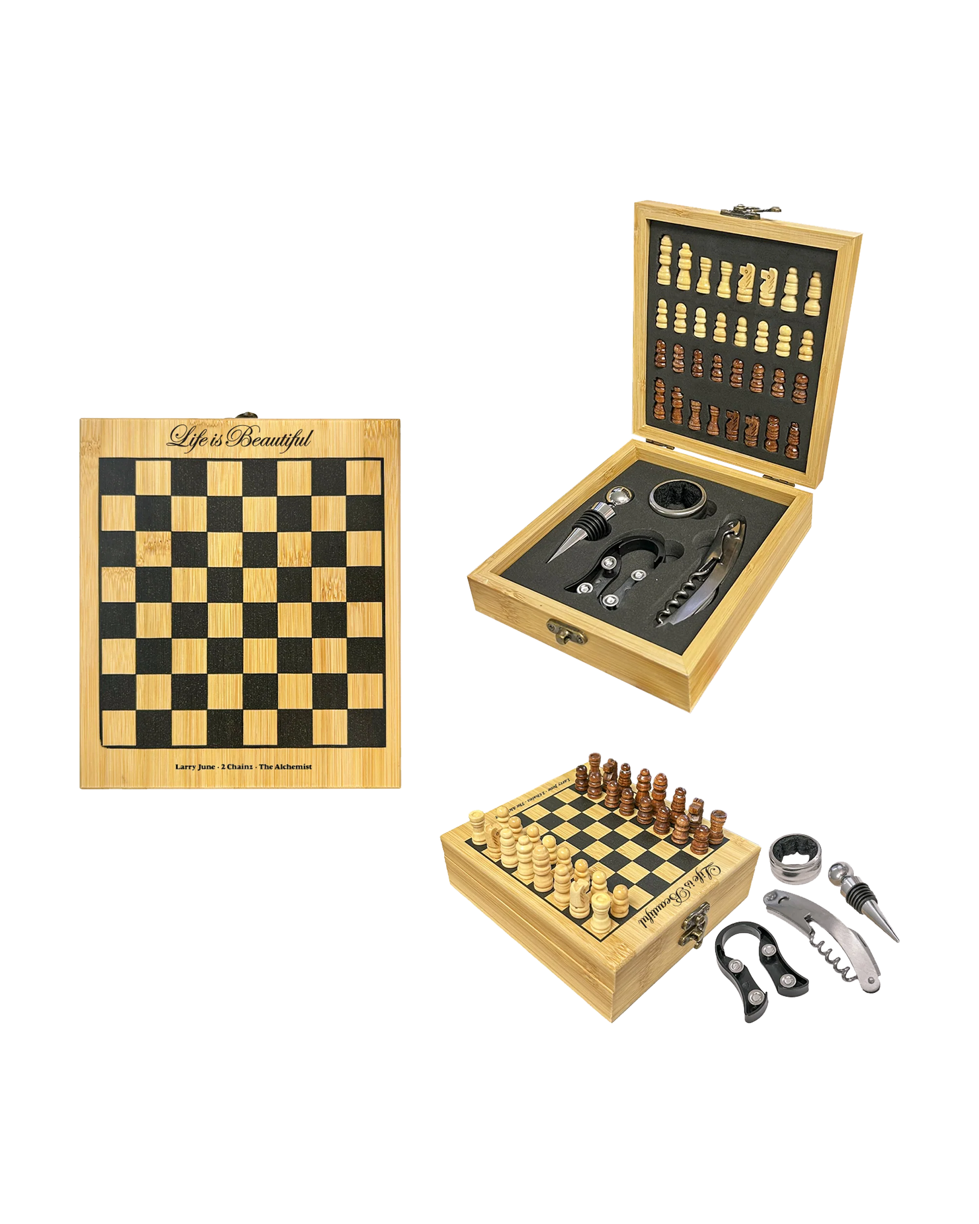 Life is Beautiful Chess & Wine Set
