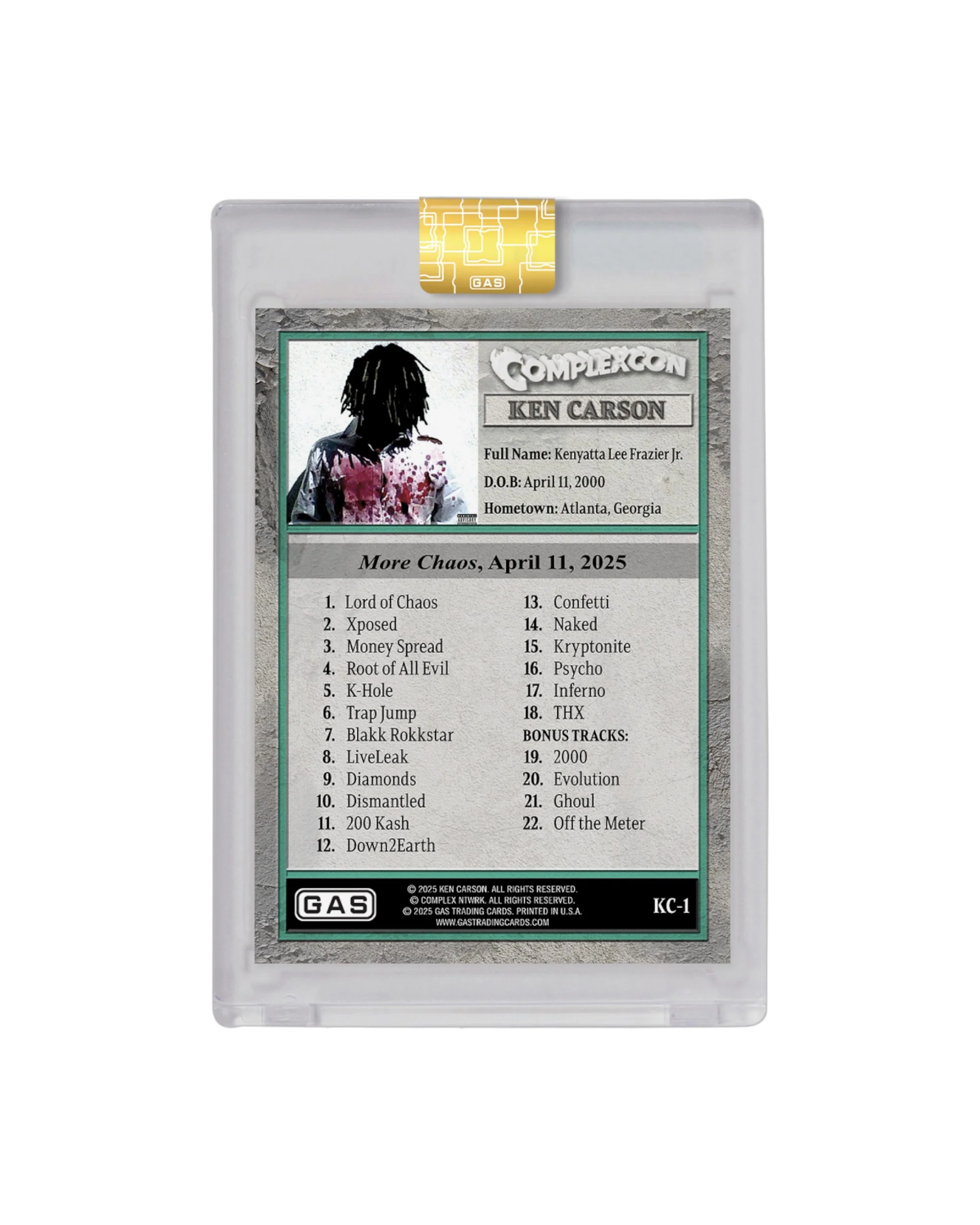Limited Edition Ken Carson ComplexCon x GAS Cracked Ice Foil Card - Image 4