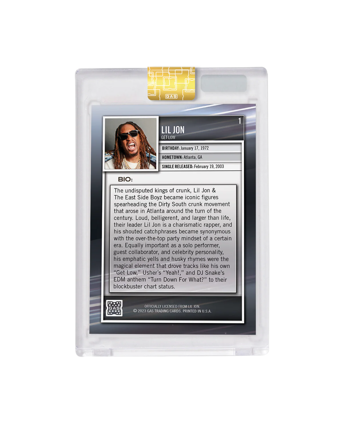 Limited Edition Lil Jon 2024 GAS Cracked Ice Foil Trading Card - Image 5