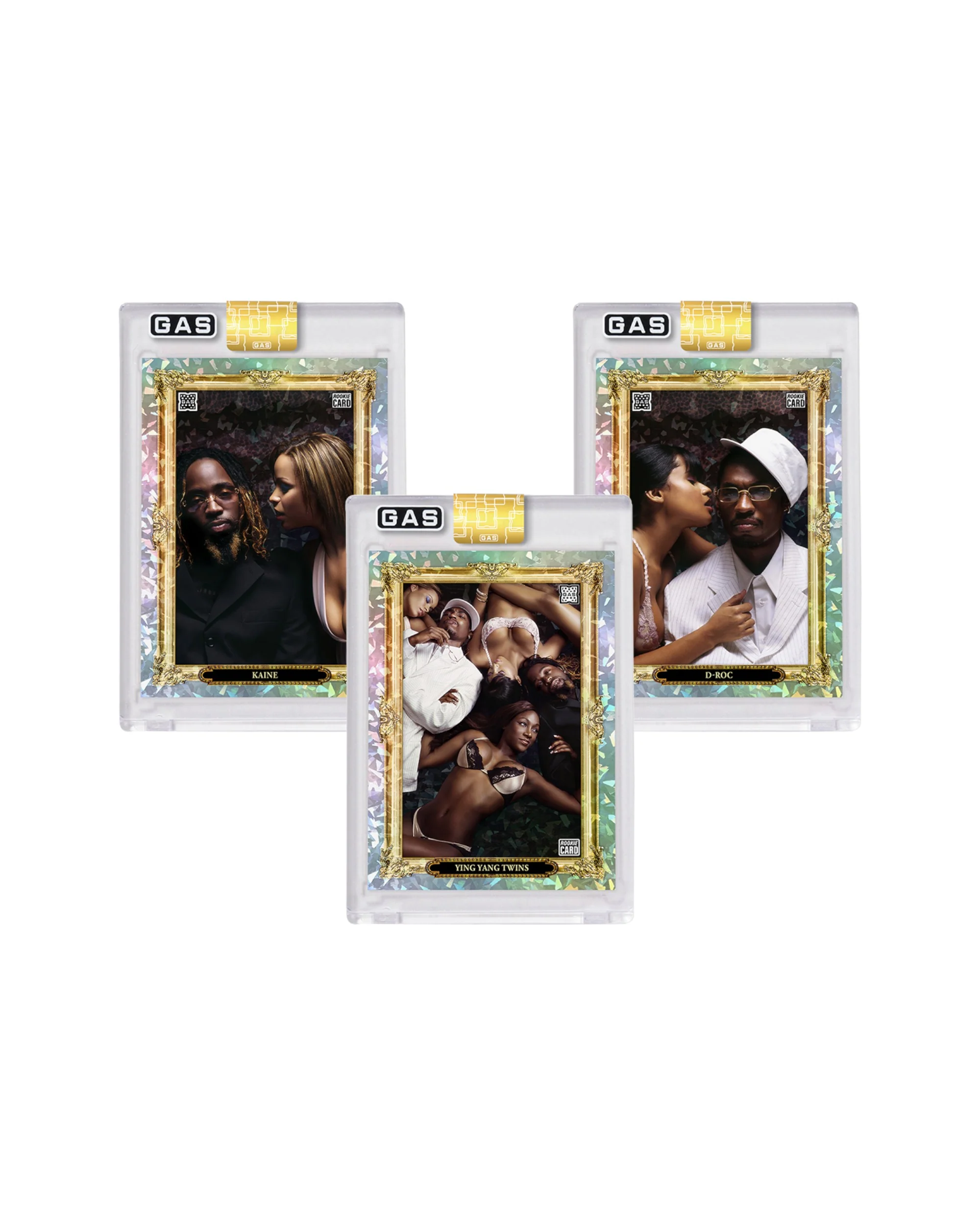 Limited Edition Ying Yang Twins x GAS Complete 3-Cracked Ice Foil Trading Card Set