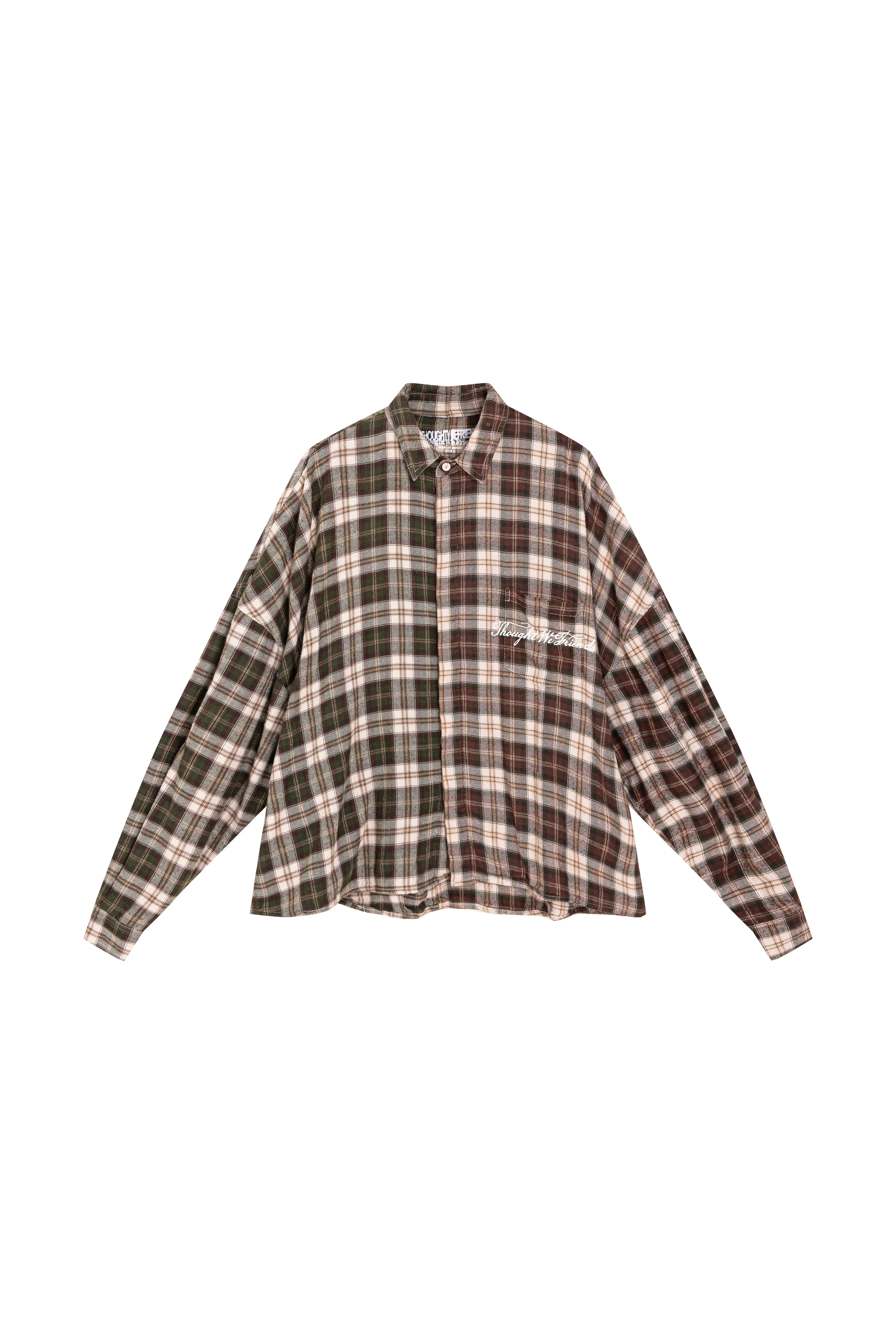 Lorian Printed Plaid Shirt in Red & Green - Image 7