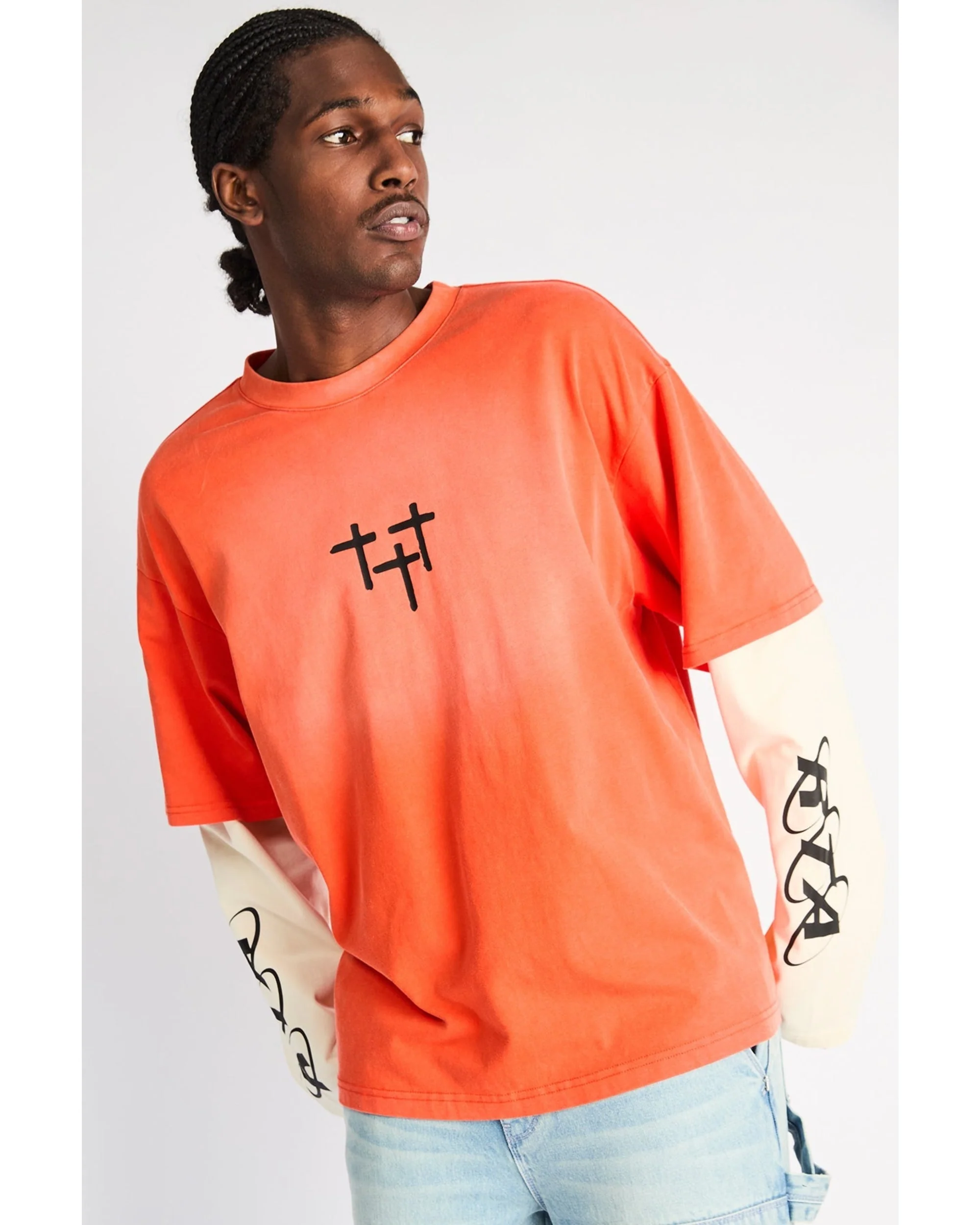LORIS DOUBLE LAYERED LONG SLEEVE TEE | ORANGE PLANETARY RTA - Image 3
