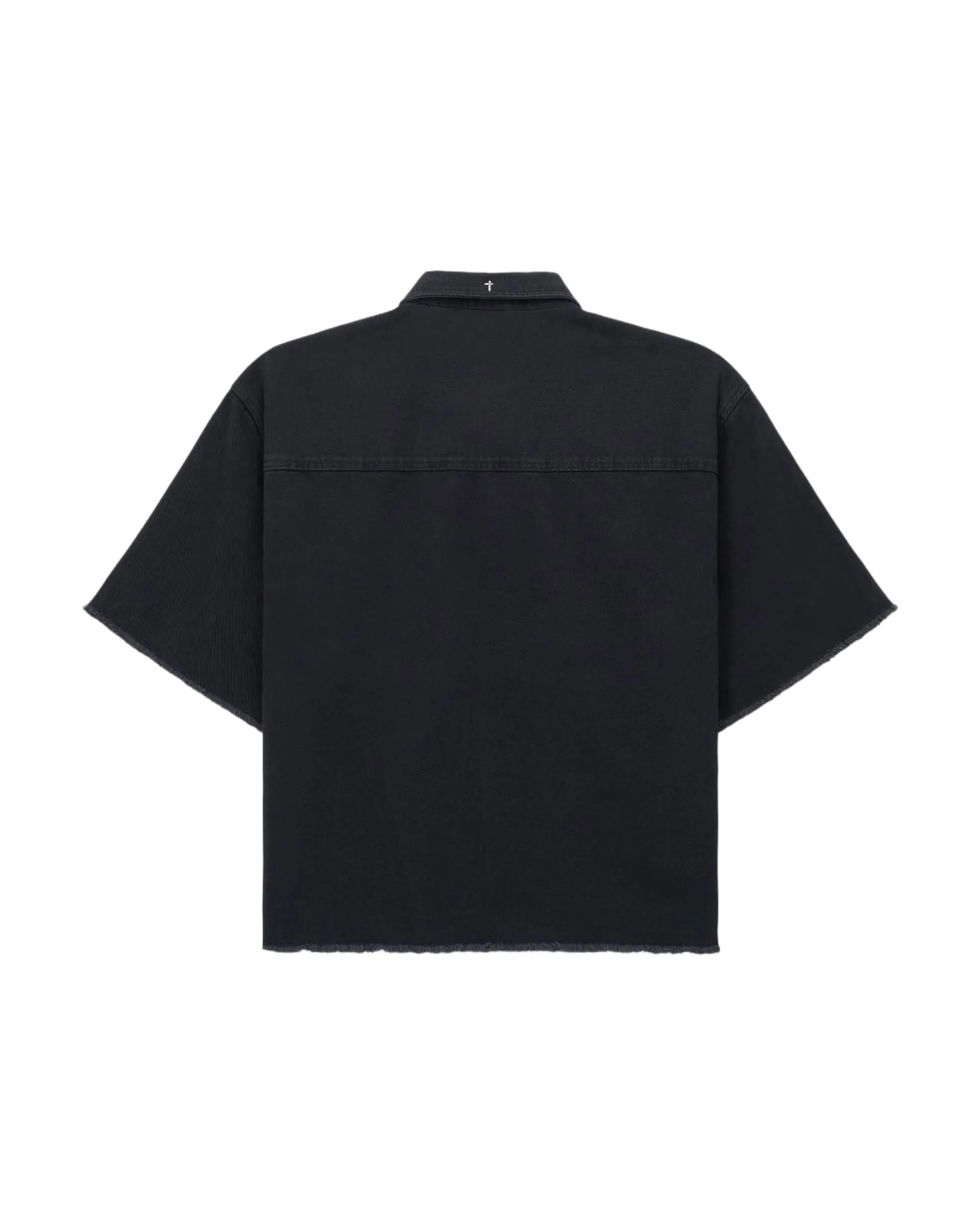 LUCIANO CROPPED DENIM SHIRT | WASHED BLACK - Image 2
