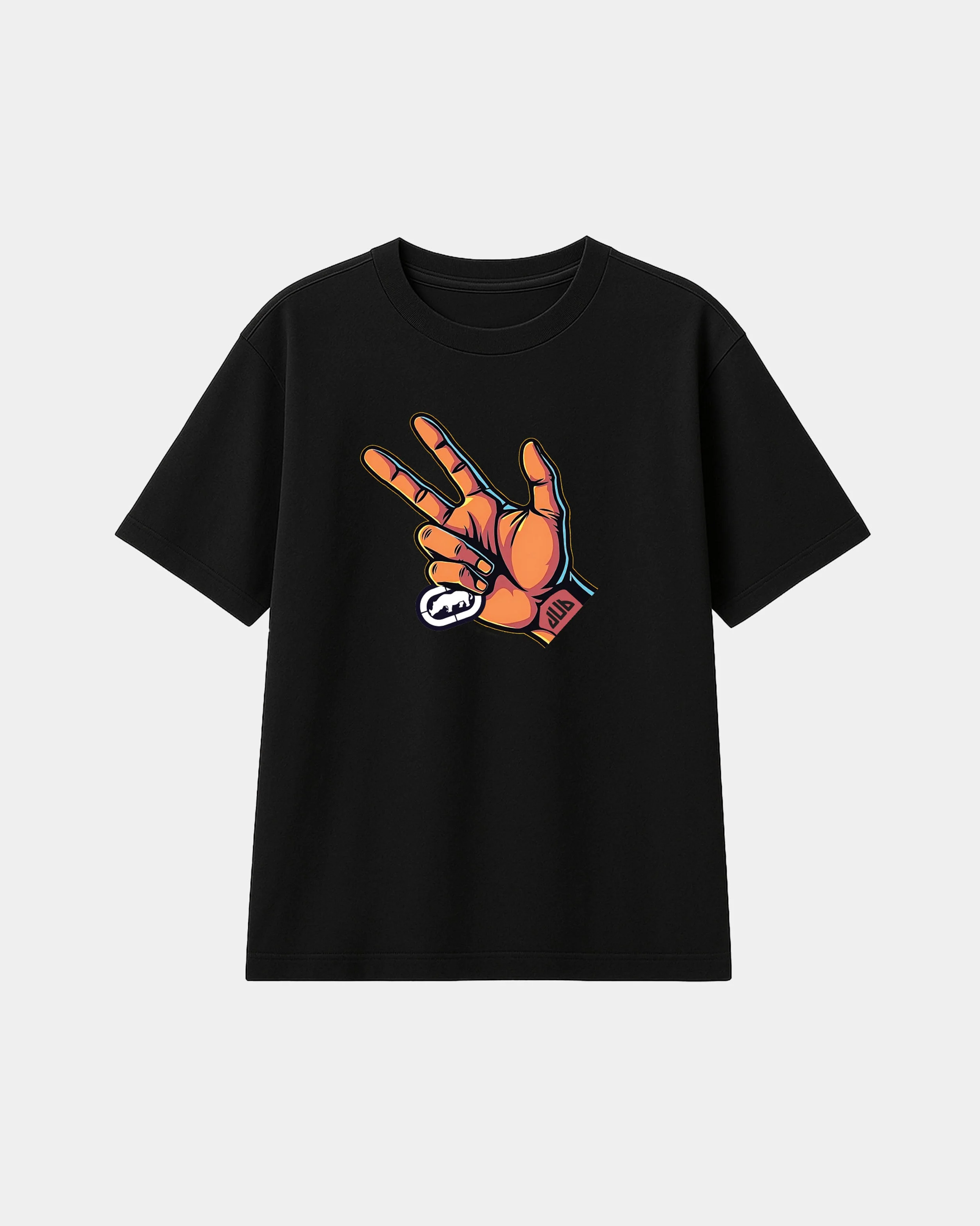 MEN THREE POINT HAND TEE-001 black - Image 3