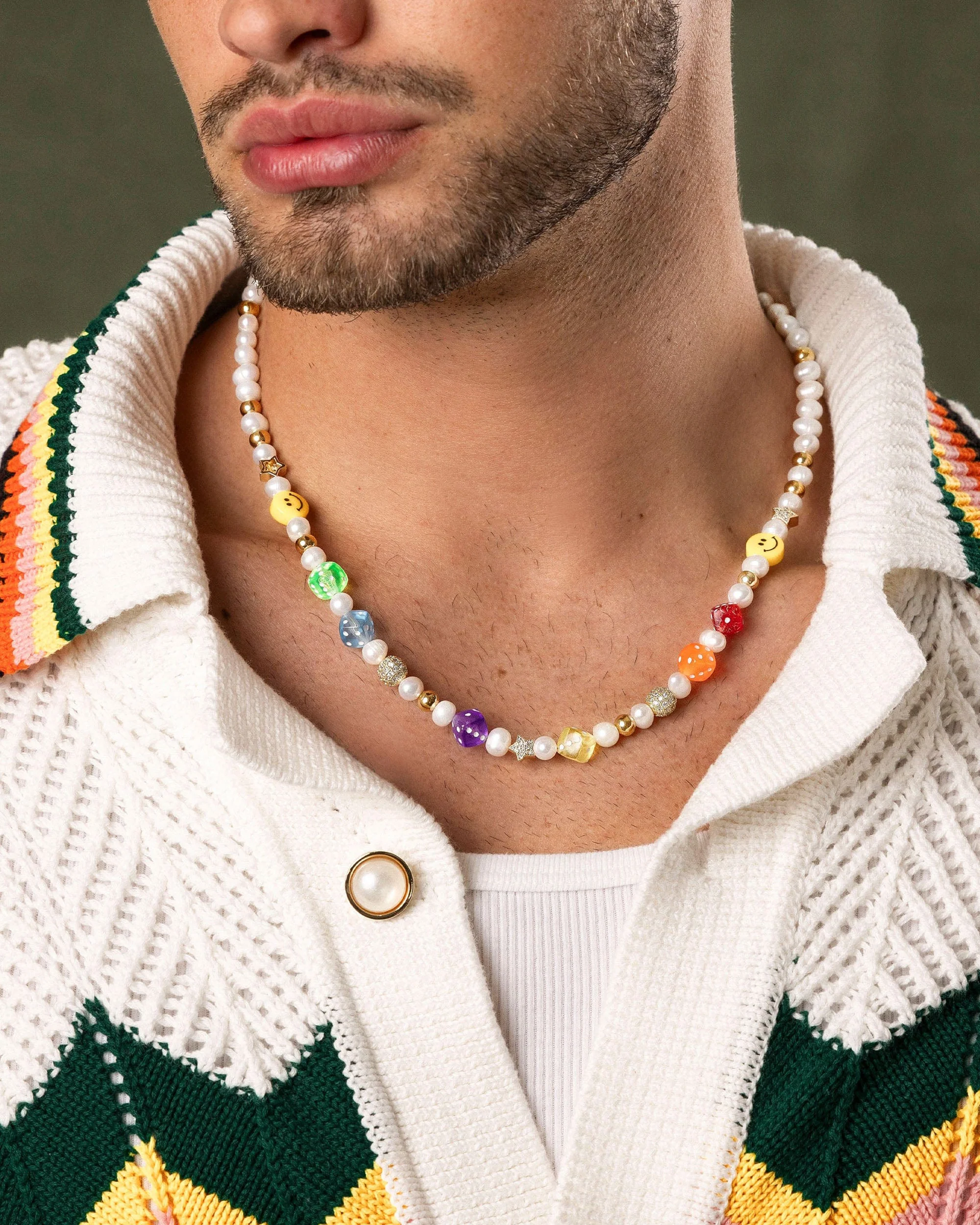 Men's Pair of Dice Pearl Necklace - Image 2