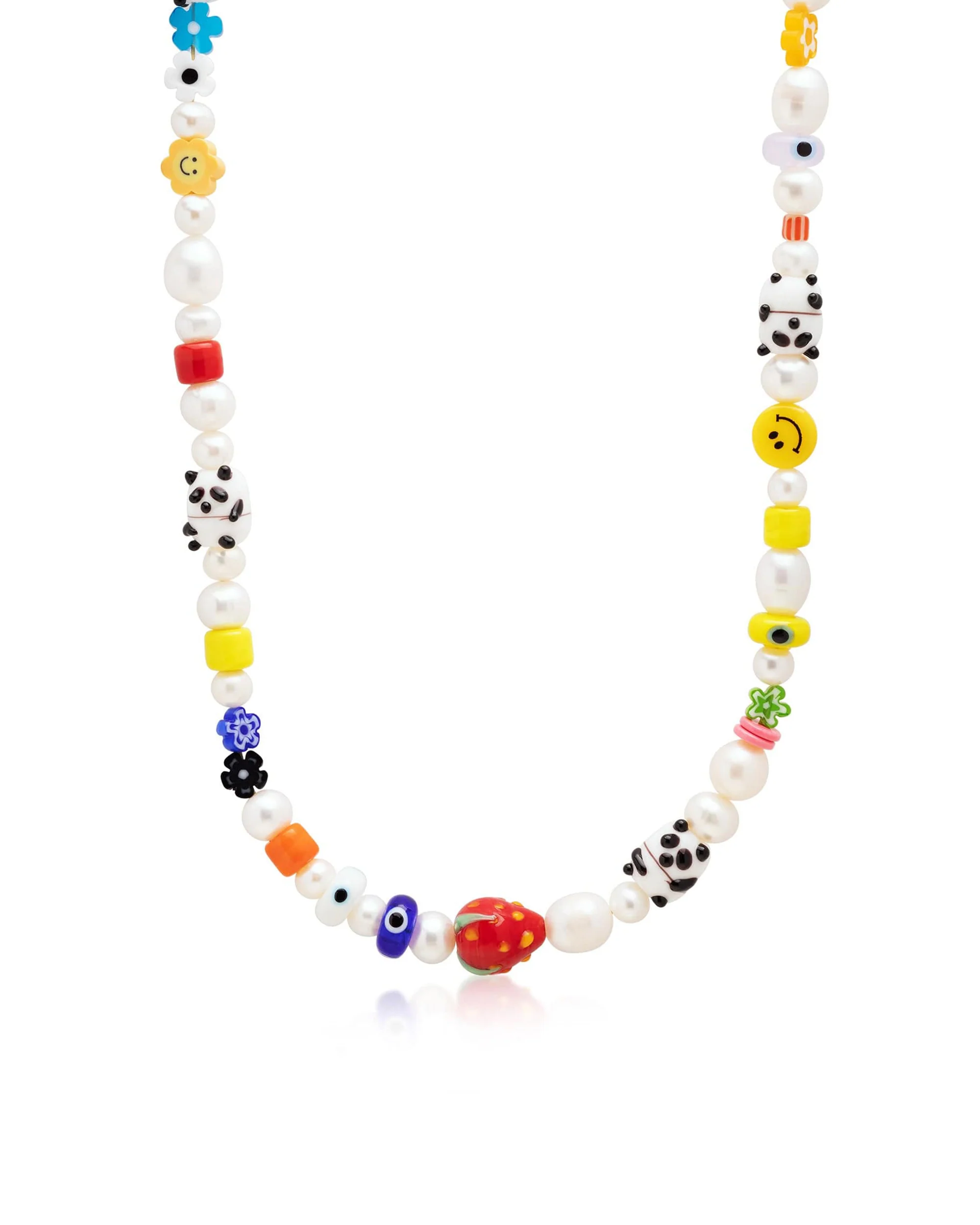 Men's Panda Pearl Necklace with Assorted Beads