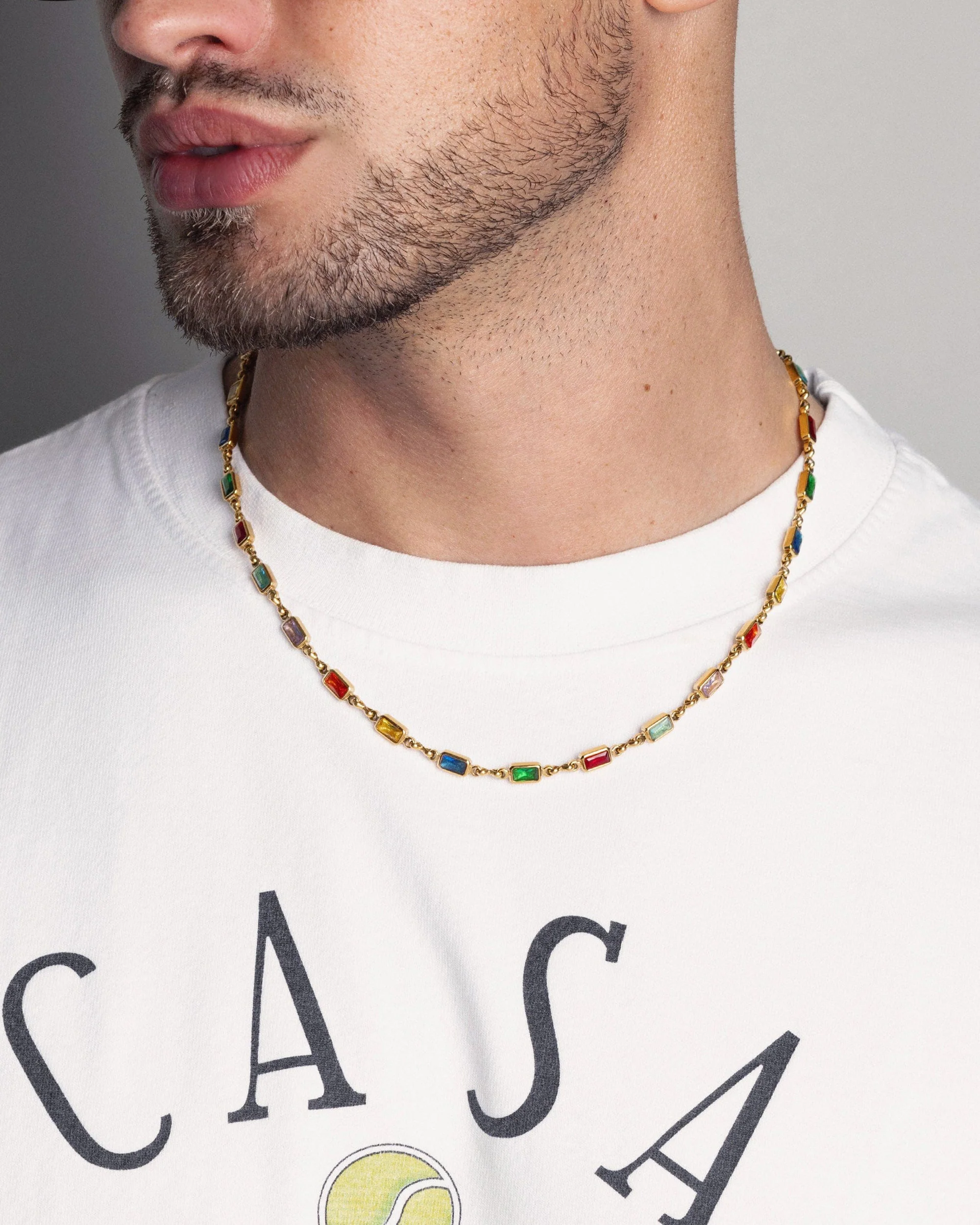 Men's Rectangle Tennis Necklace - Image 2
