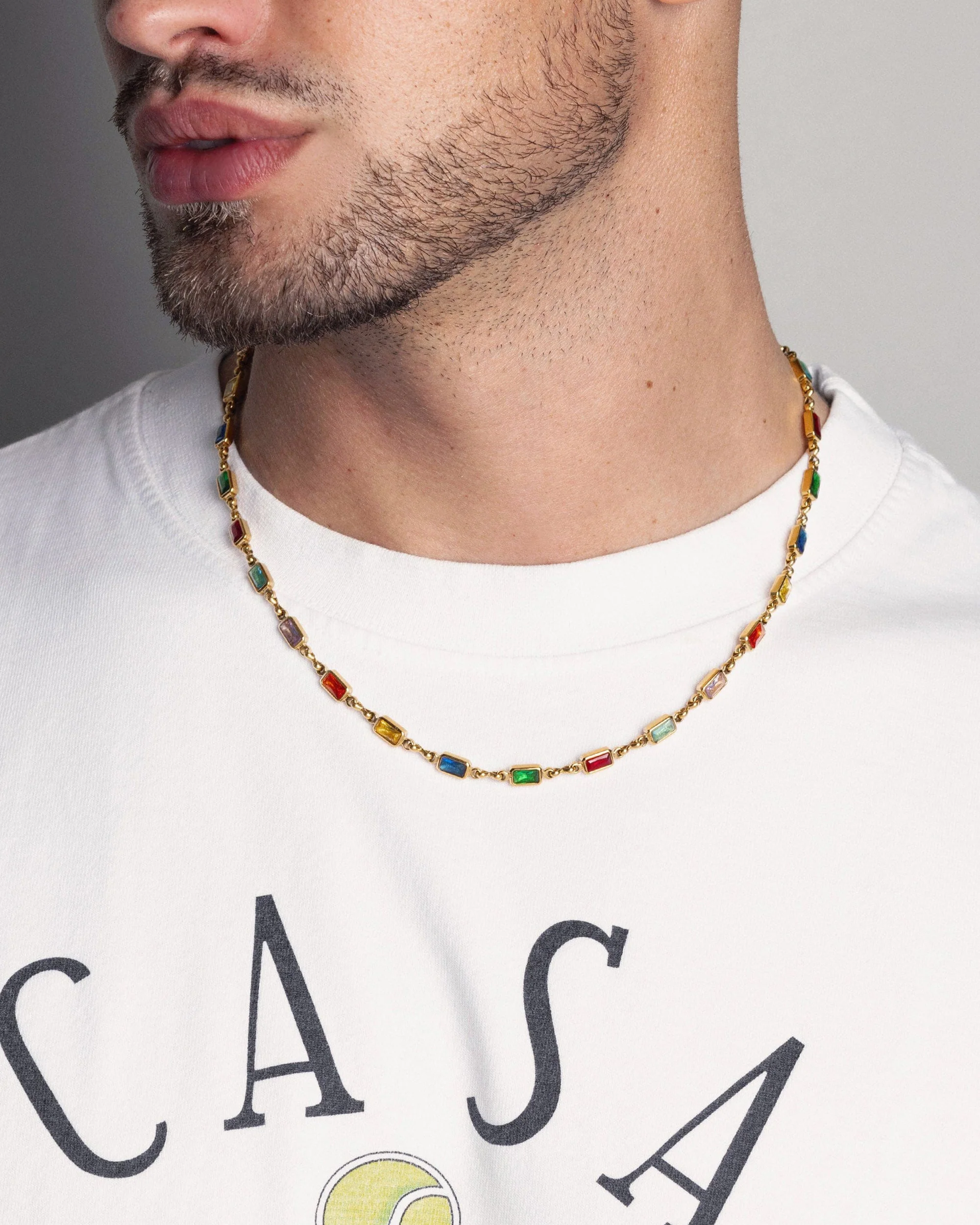 Men's Rectangle Tennis Necklace - Image 6