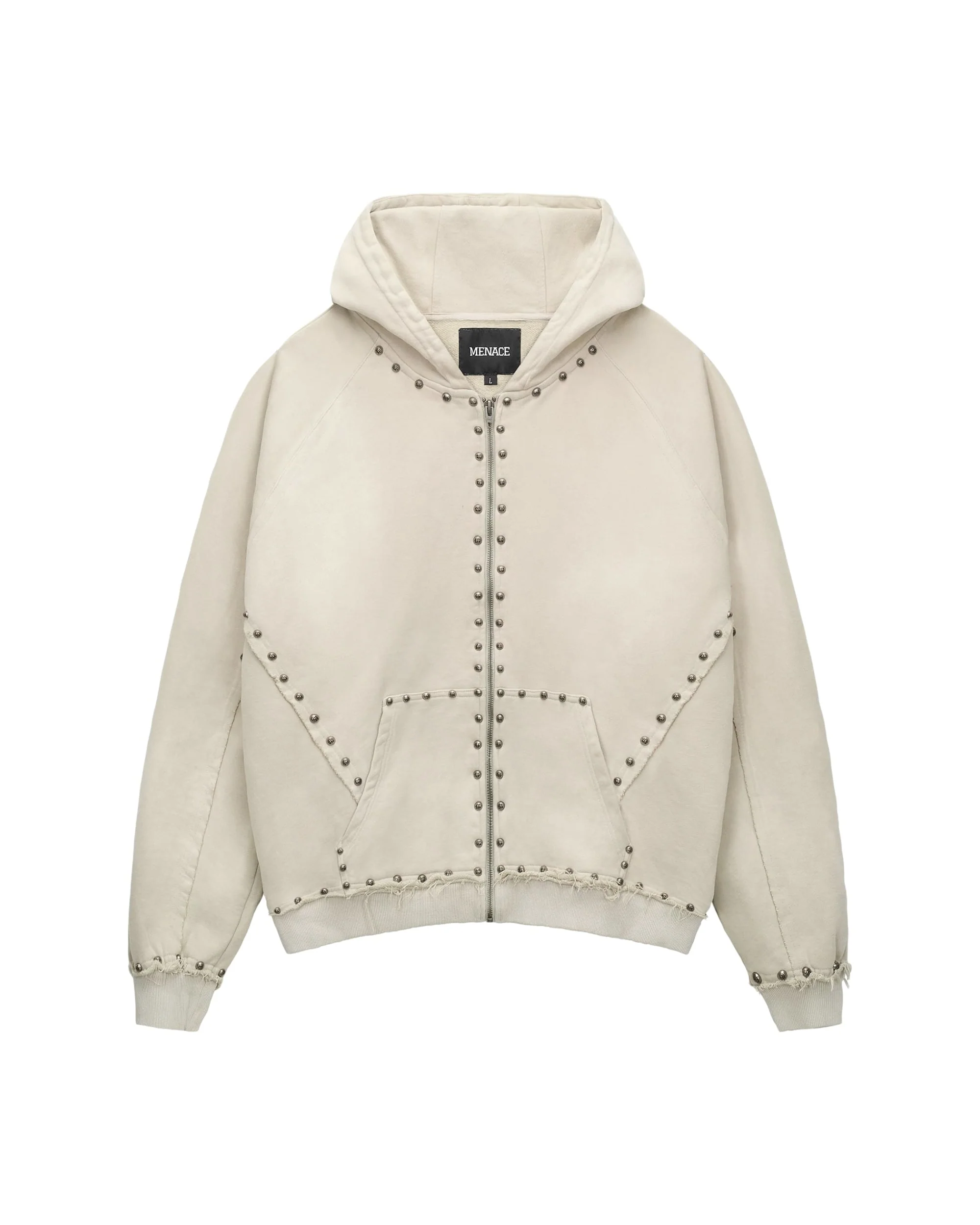 METAL RIVET ZIP-UP HOODIE