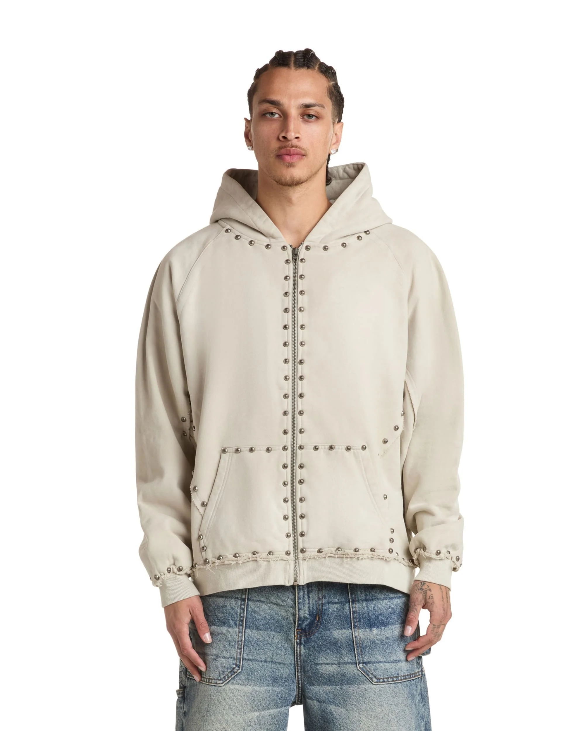 METAL RIVET ZIP-UP HOODIE - Image 5