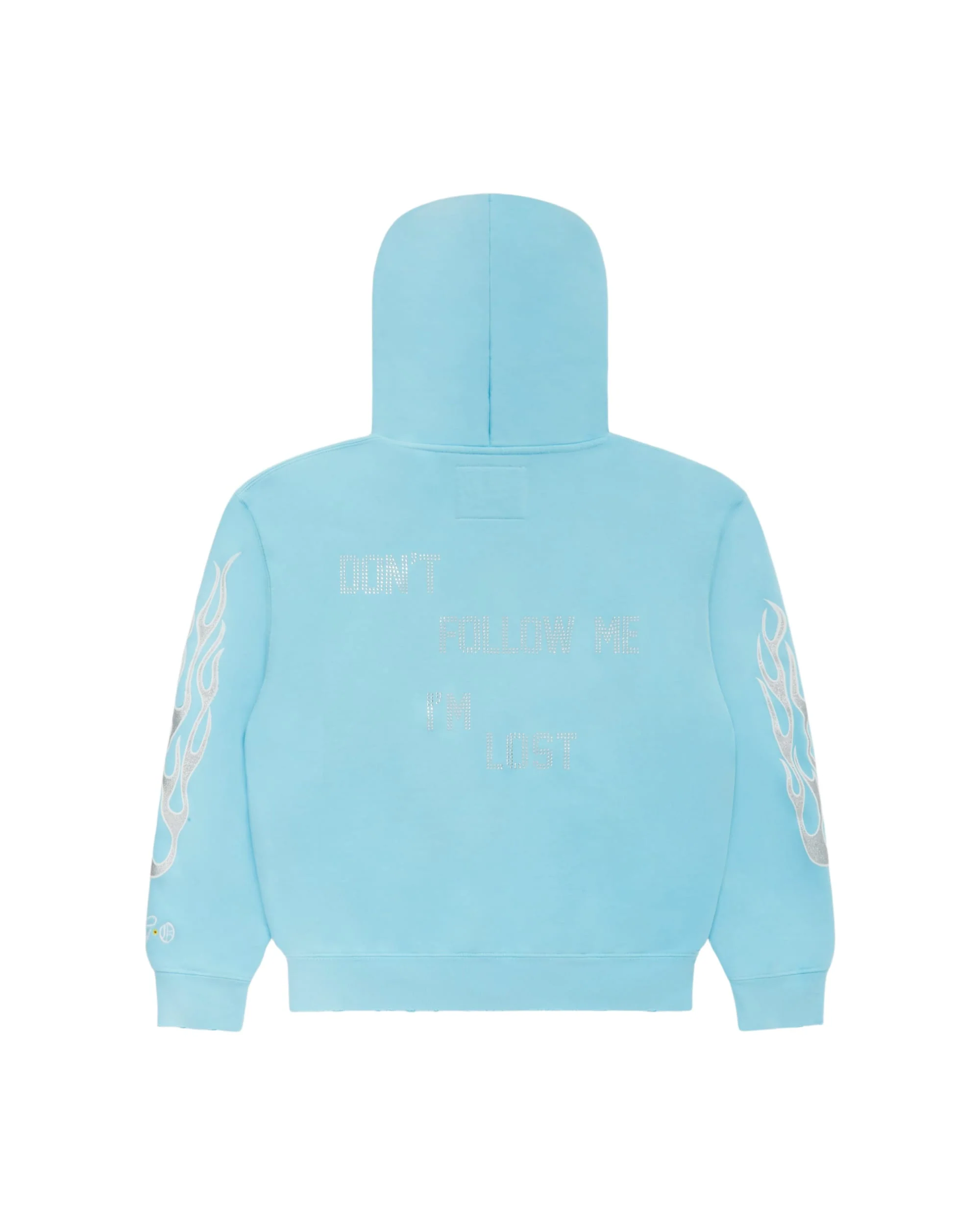 Metallic Flame Zip-Up Hoodie - Sky Blue - Image 2