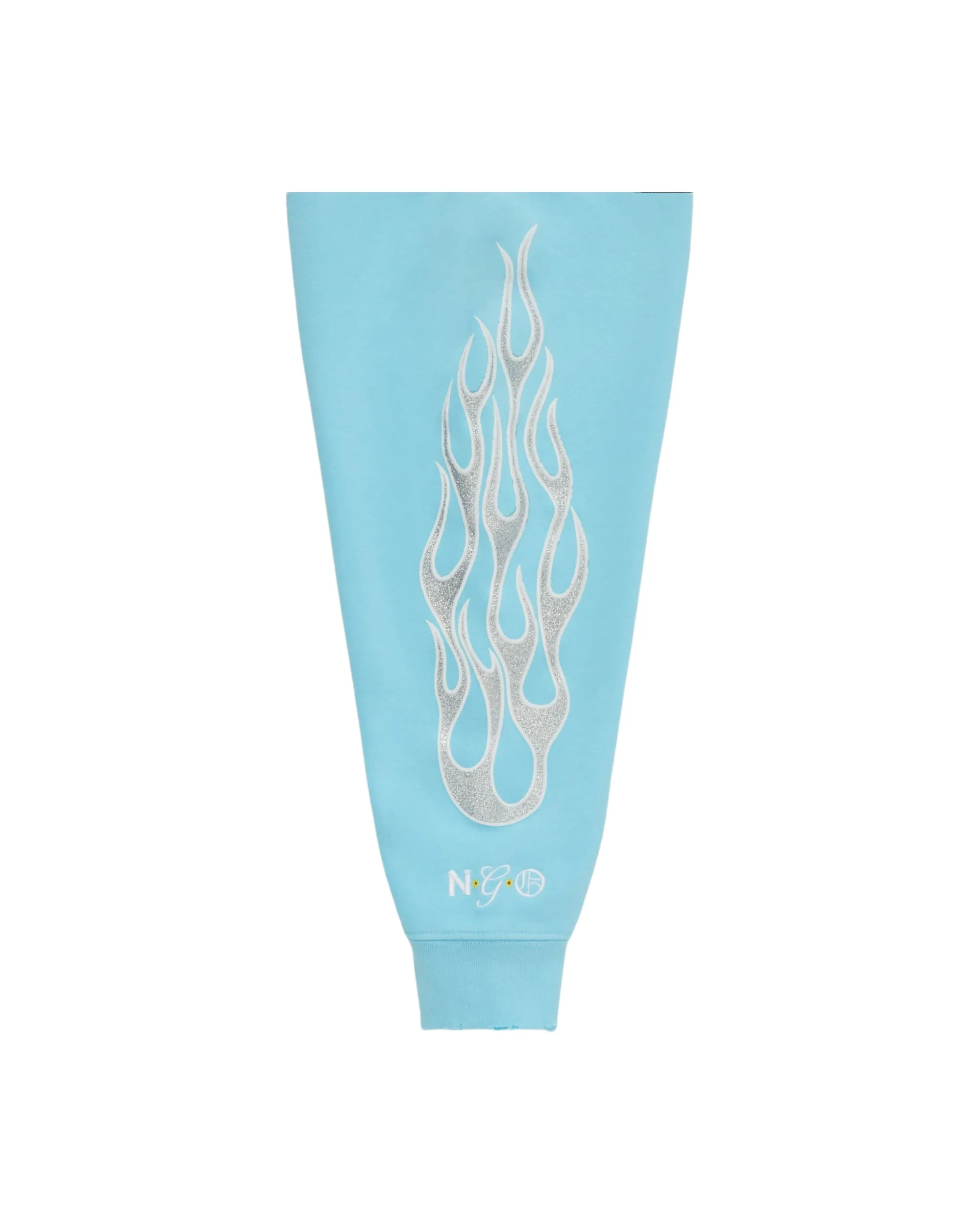 Metallic Flame Zip-Up Hoodie - Sky Blue - Image 4