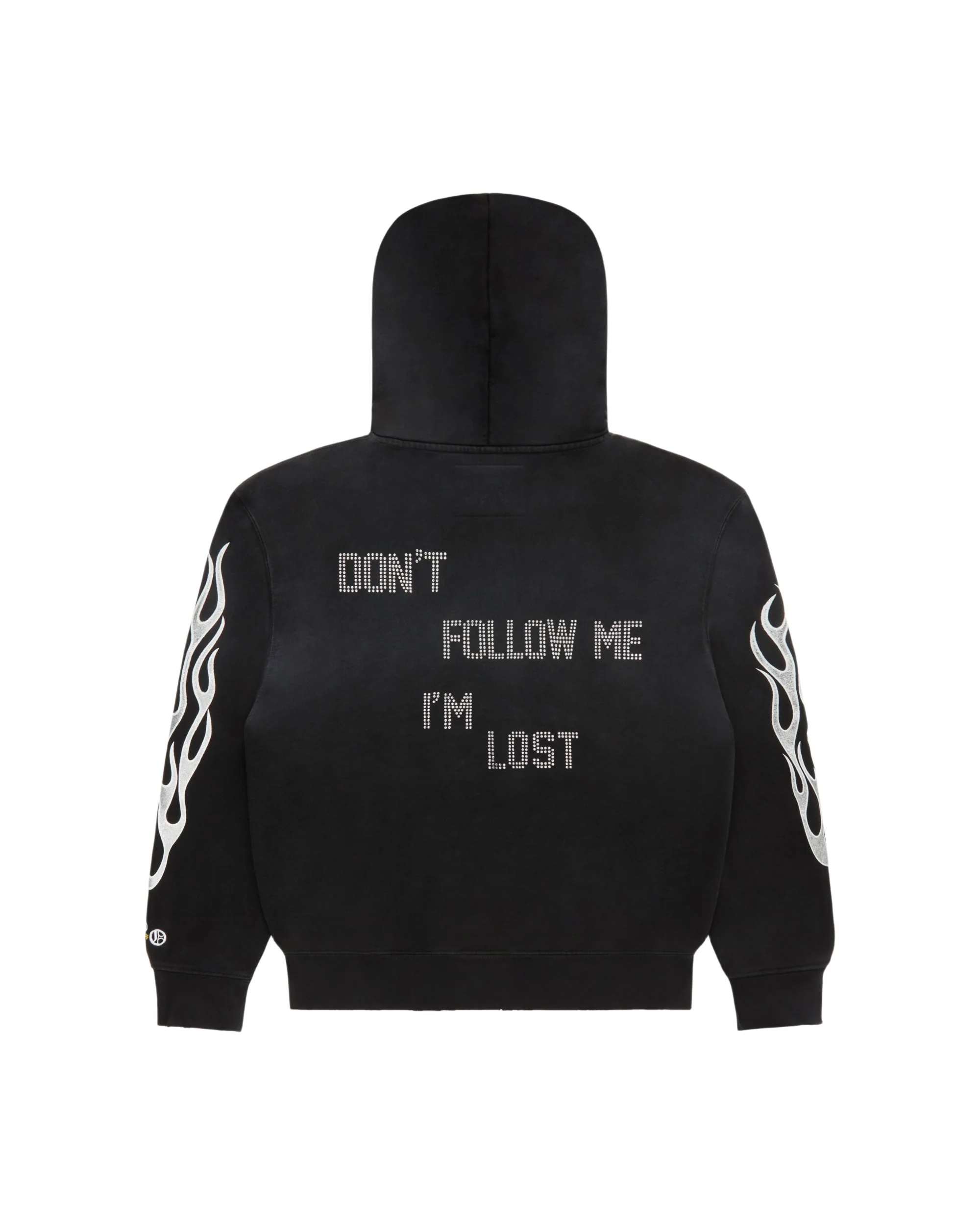 Metallic Flame Zip-Up Hoodie - Black - Image 2