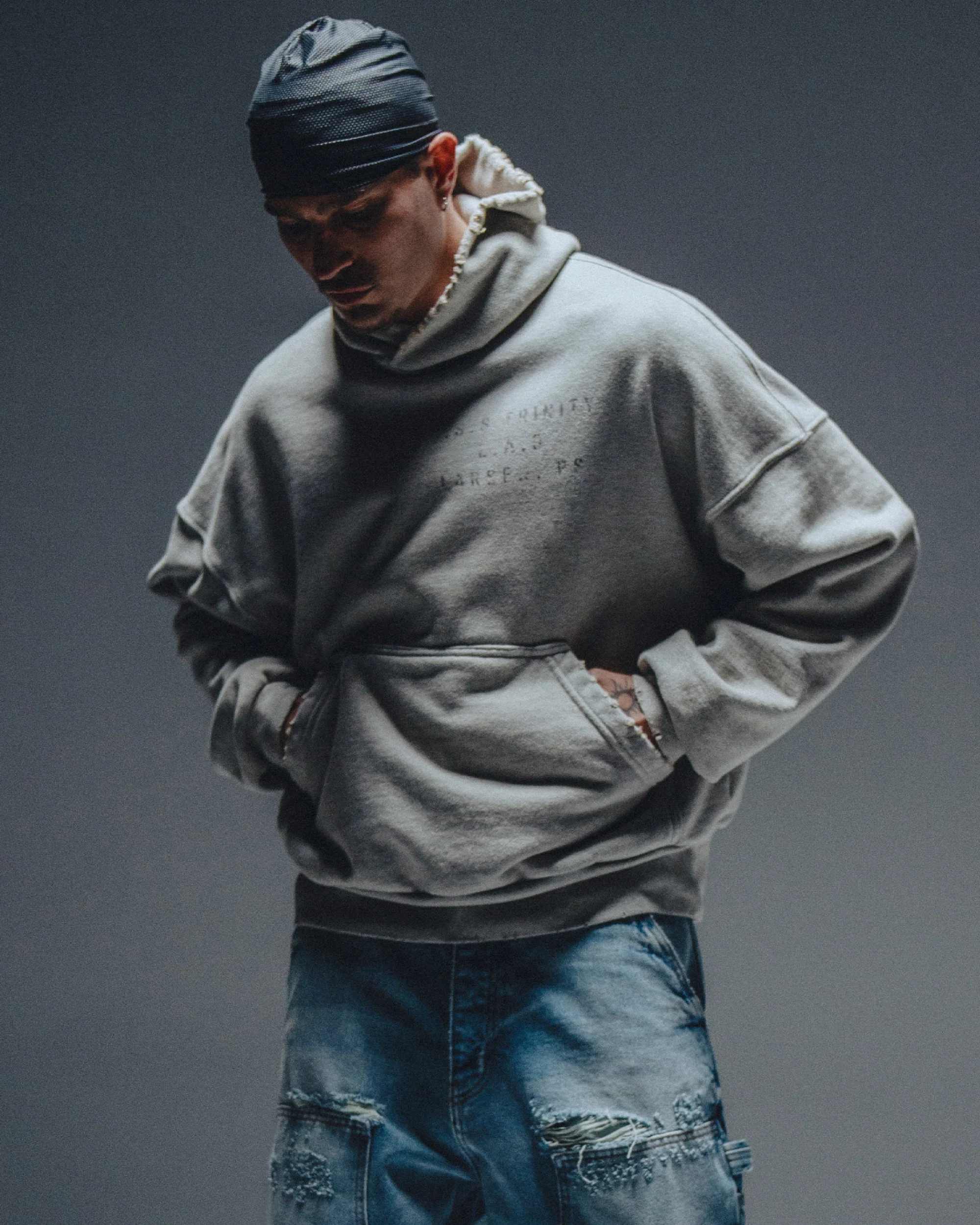 Military Hoodie - Heather Grey - Image 5