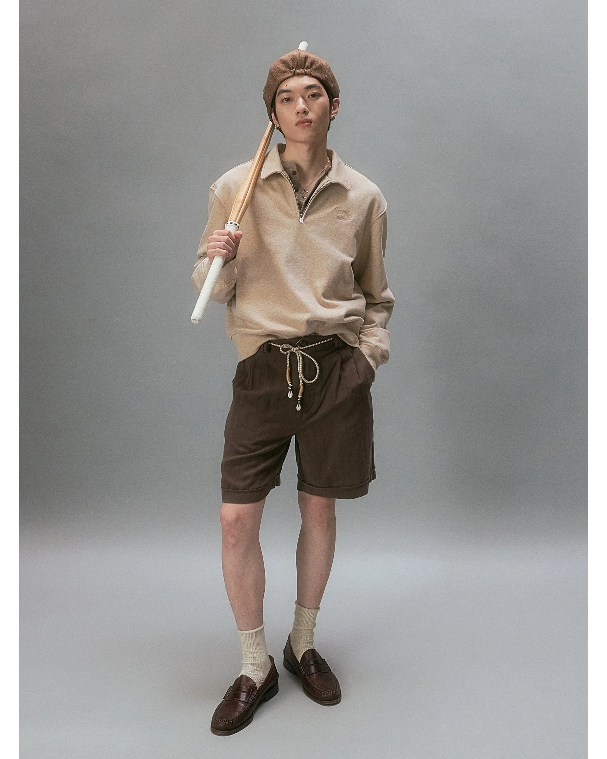 Minimal Drawstring Collar Sweatshirt - Image 2