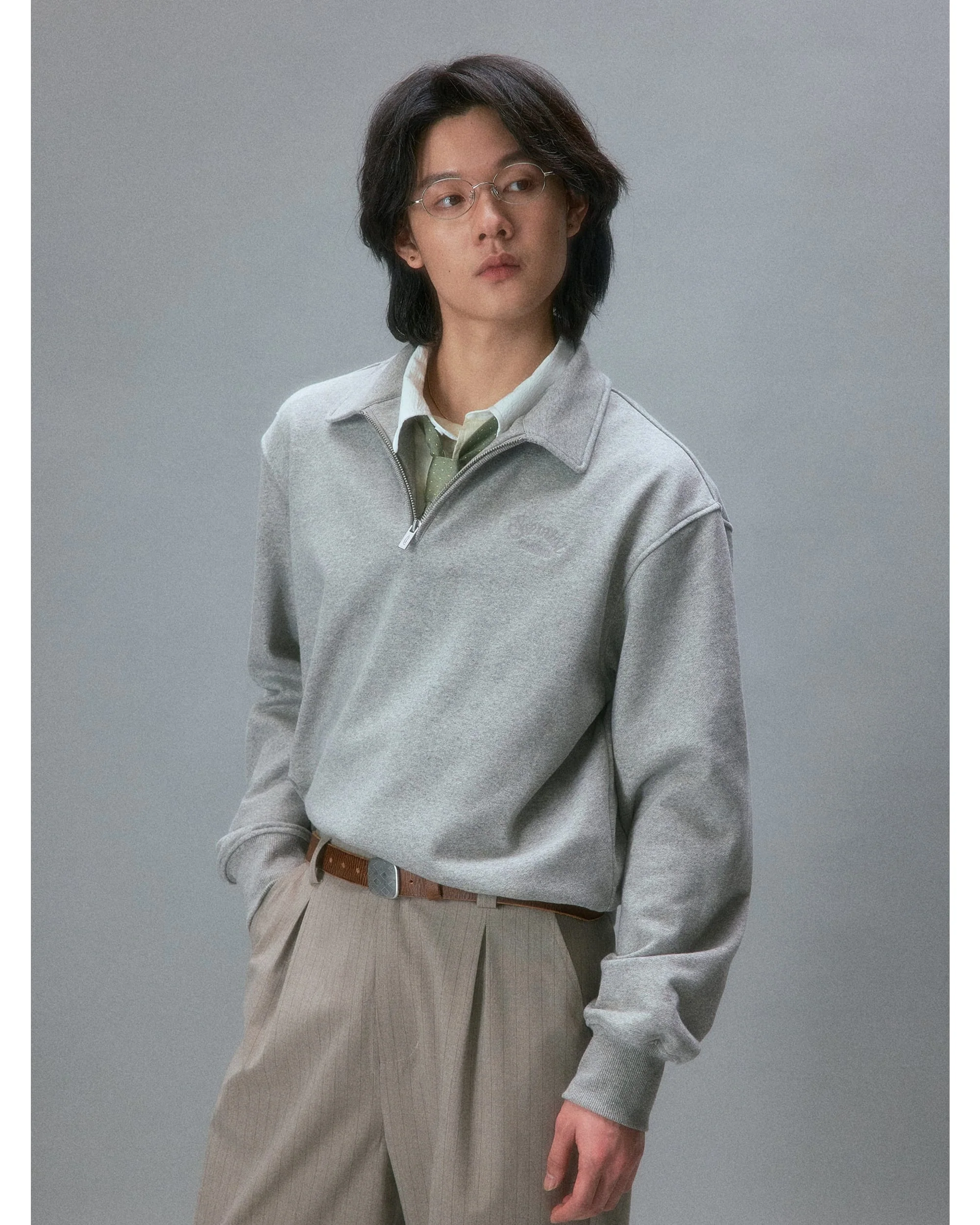 Minimal Drawstring Collar Sweatshirt - Image 5