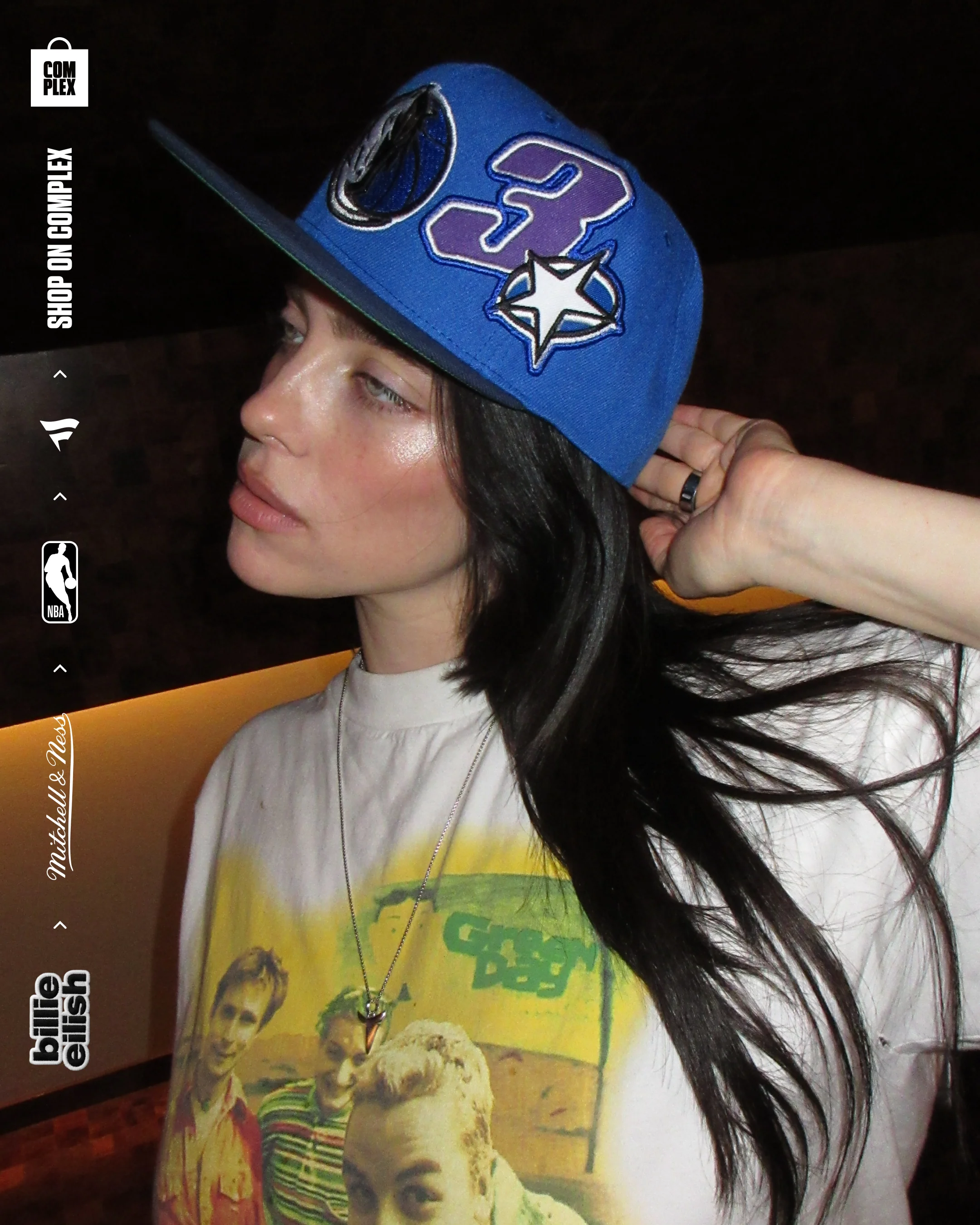 Mitchell & Ness x Billie Eilish Dallas Mavericks NBA B.E. Patch Snapback - Image 2