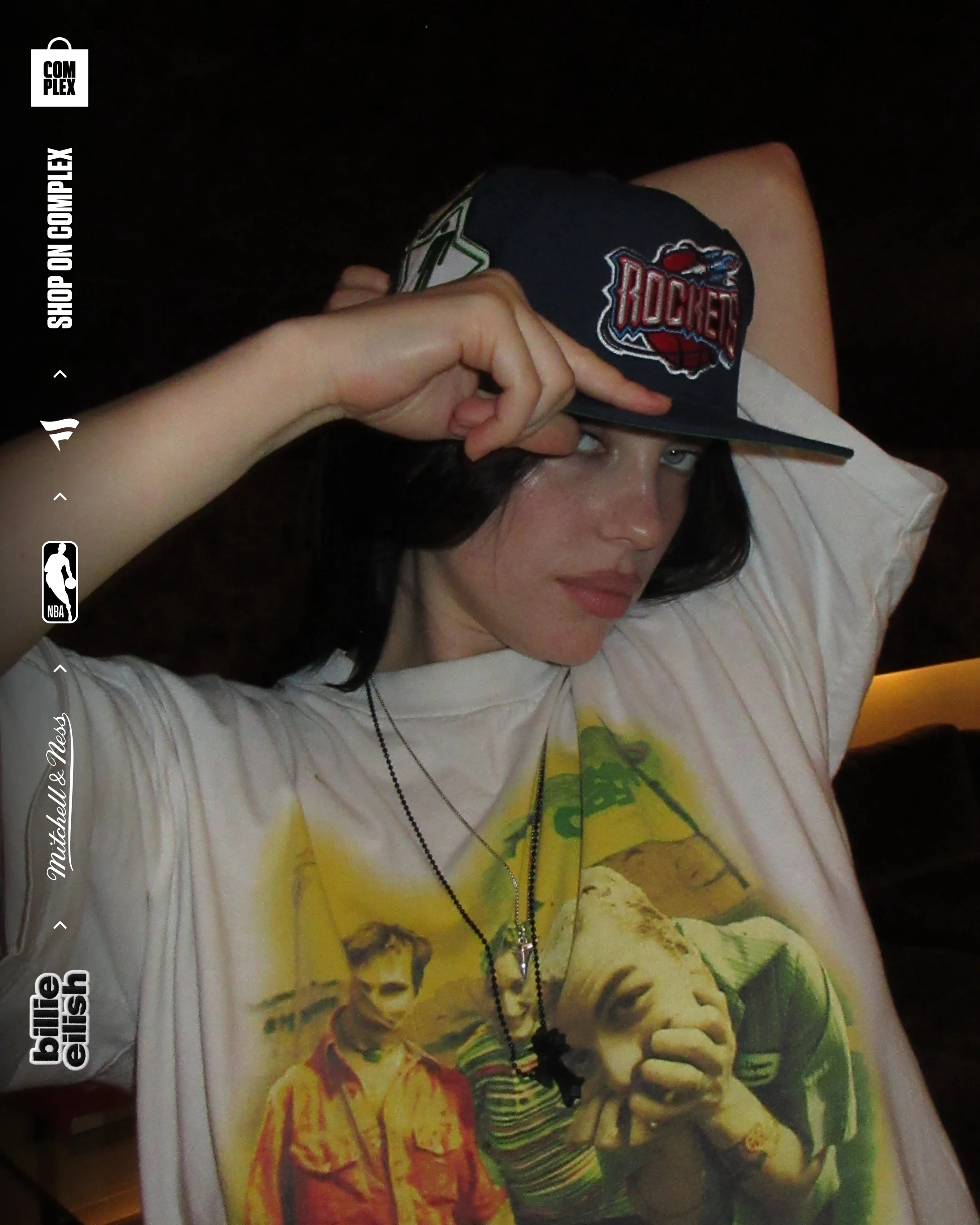 Mitchell & Ness x Billie Eilish Houston Rockets NBA B.E. Patch Snapback - Image 2