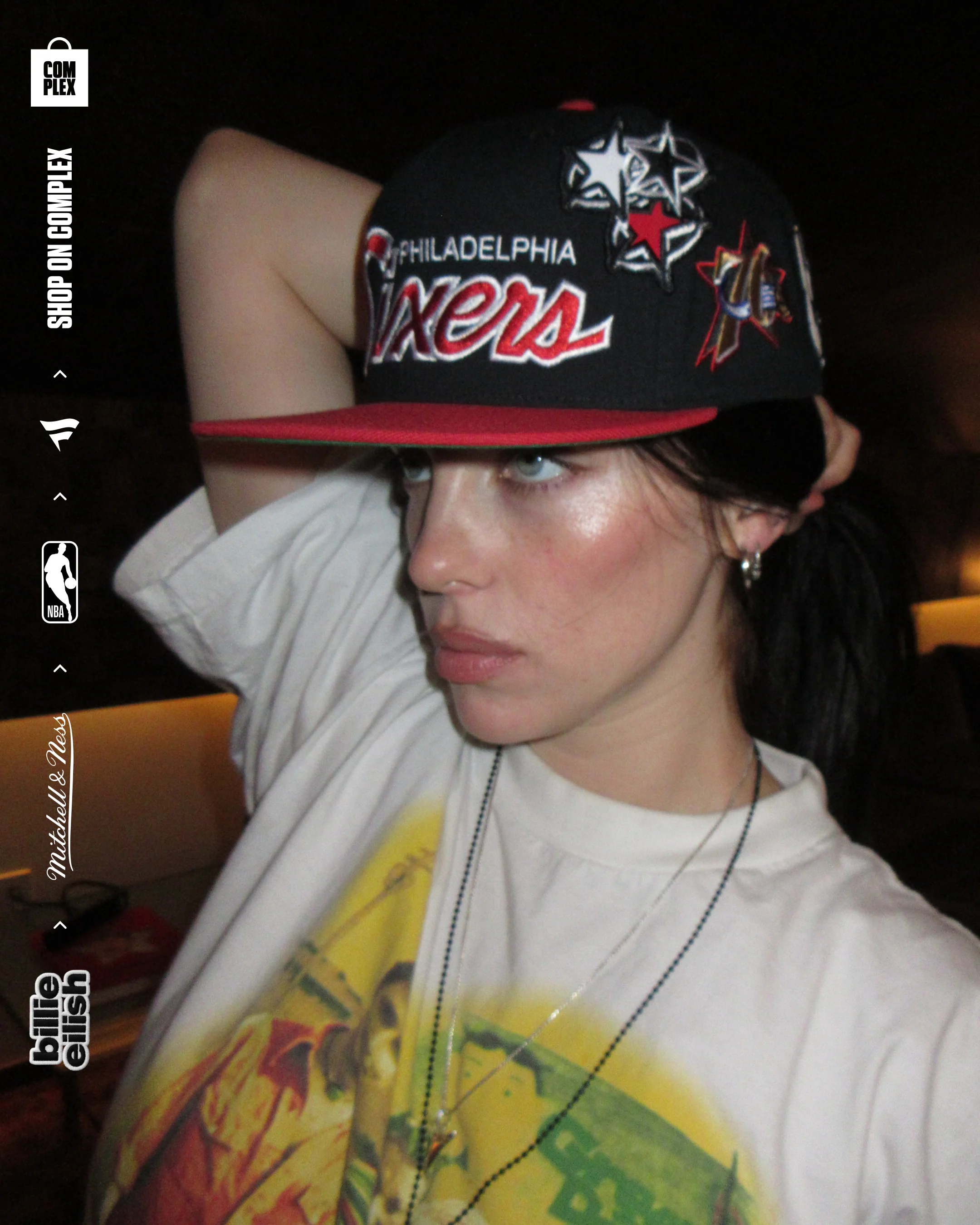 Mitchell & Ness x Billie Eilish Philadelphia 76ers NBA B.E. Patch Snapback - Image 2