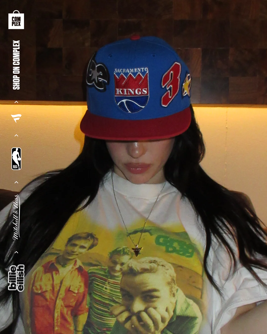 Mitchell & Ness x Billie Eilish Sacramento Kings NBA B.E. Patch Snapback - Image 4