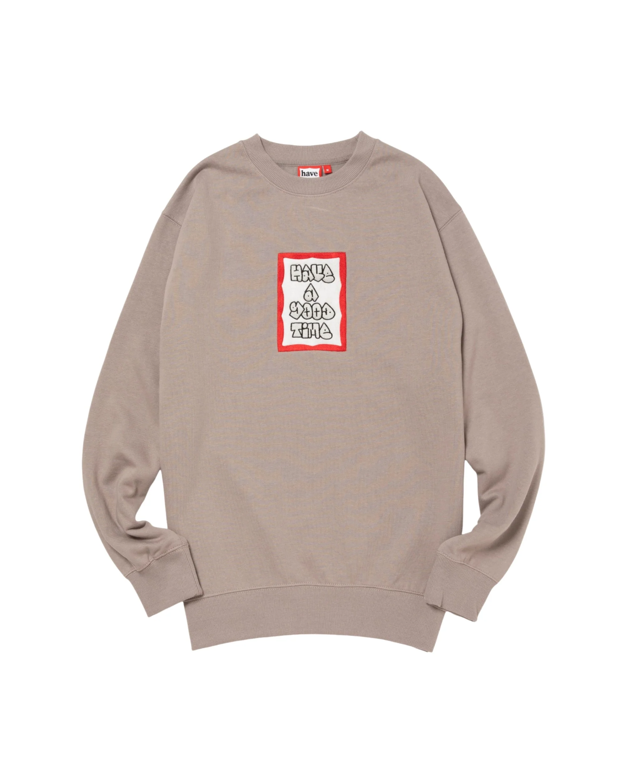 MOSU FRAME EMB CREWNECK FL GREIGE