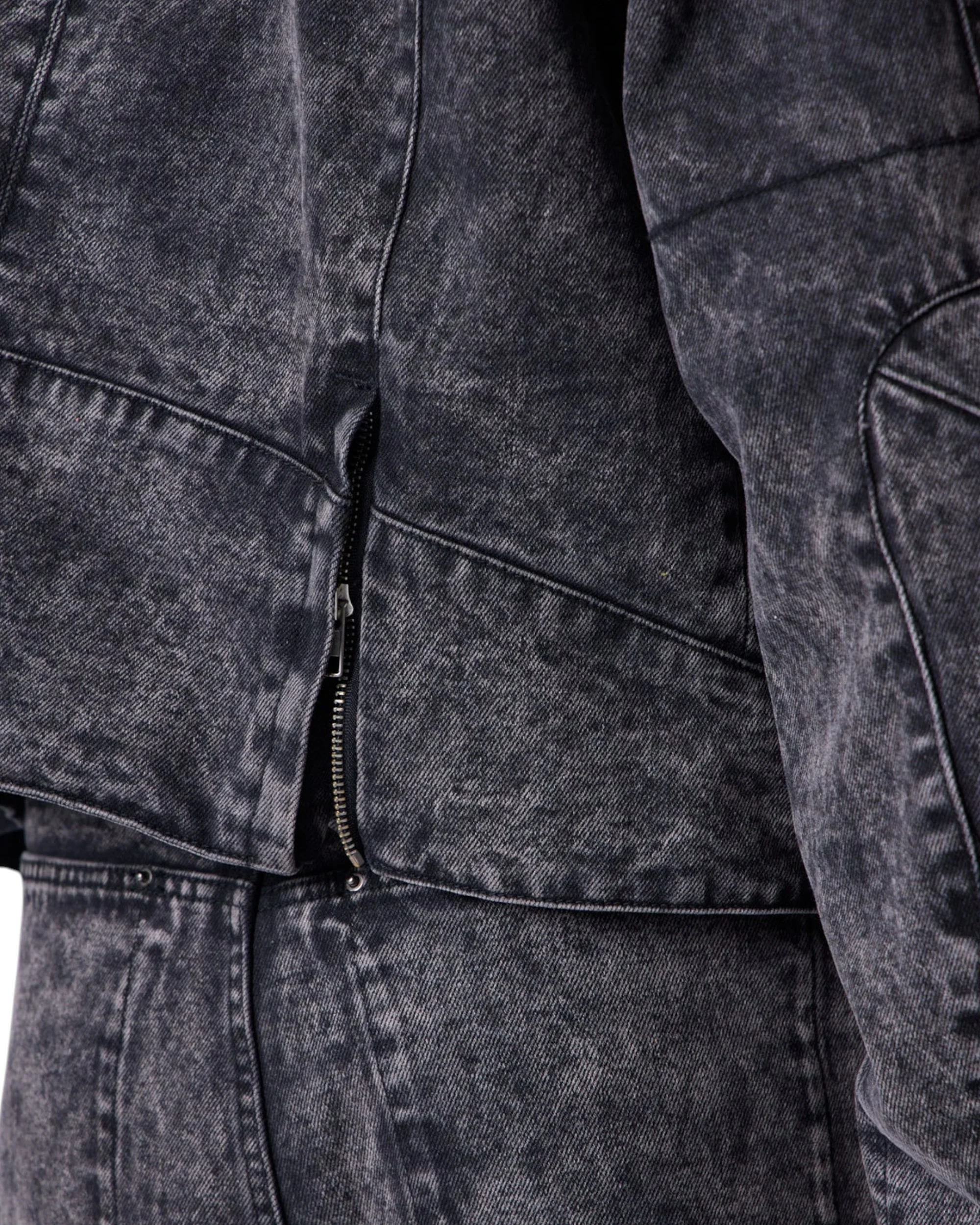 Moto Denim Jacket - Vintage Black - Image 9