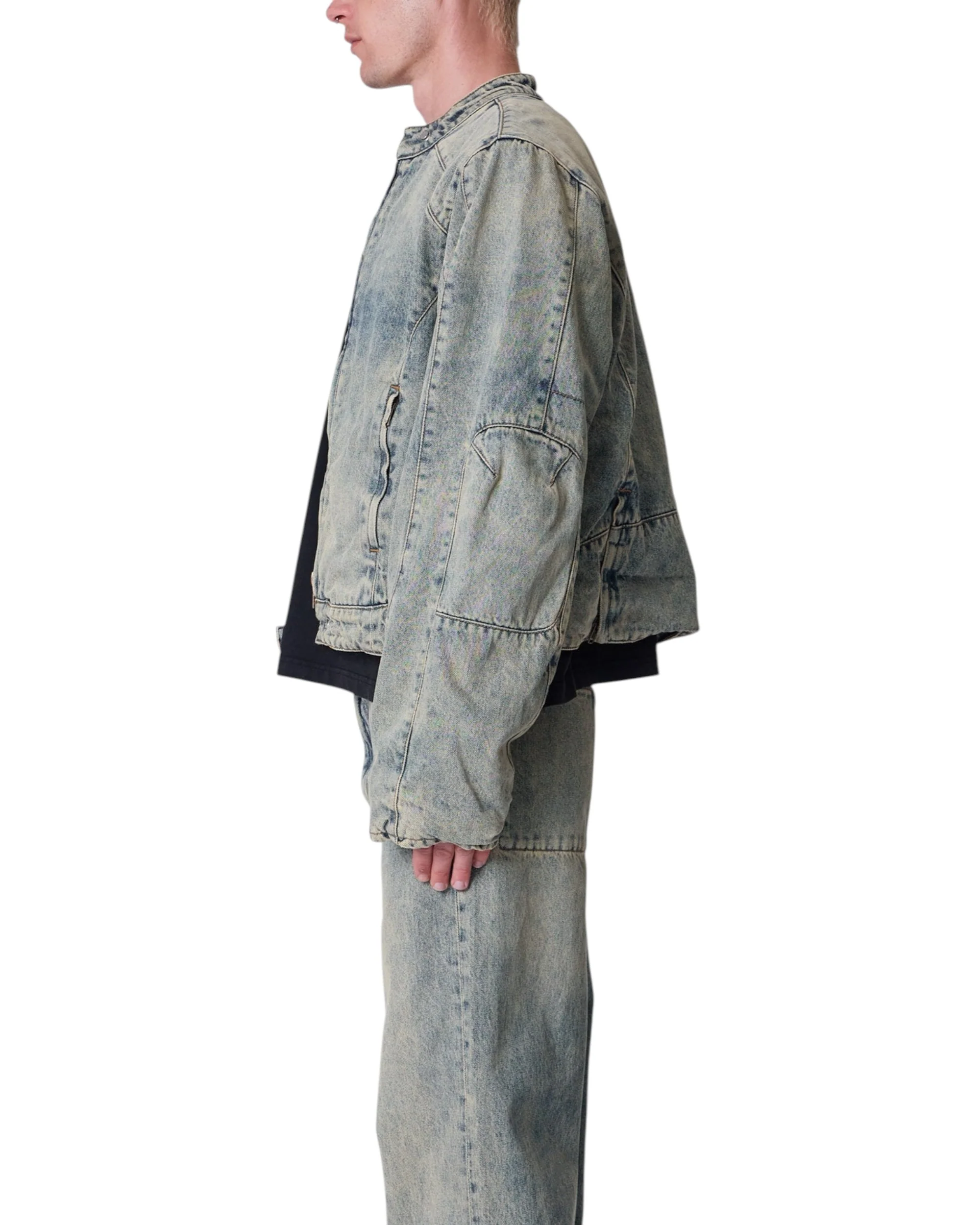 Moto Denim Jacket - Vintage Blue - Image 6