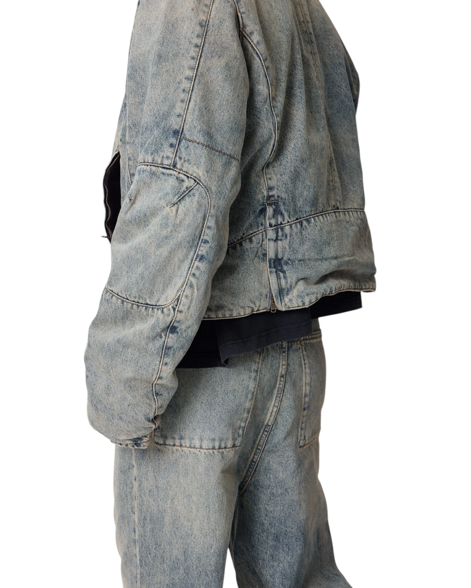 Moto Denim Jacket - Vintage Blue - Image 7