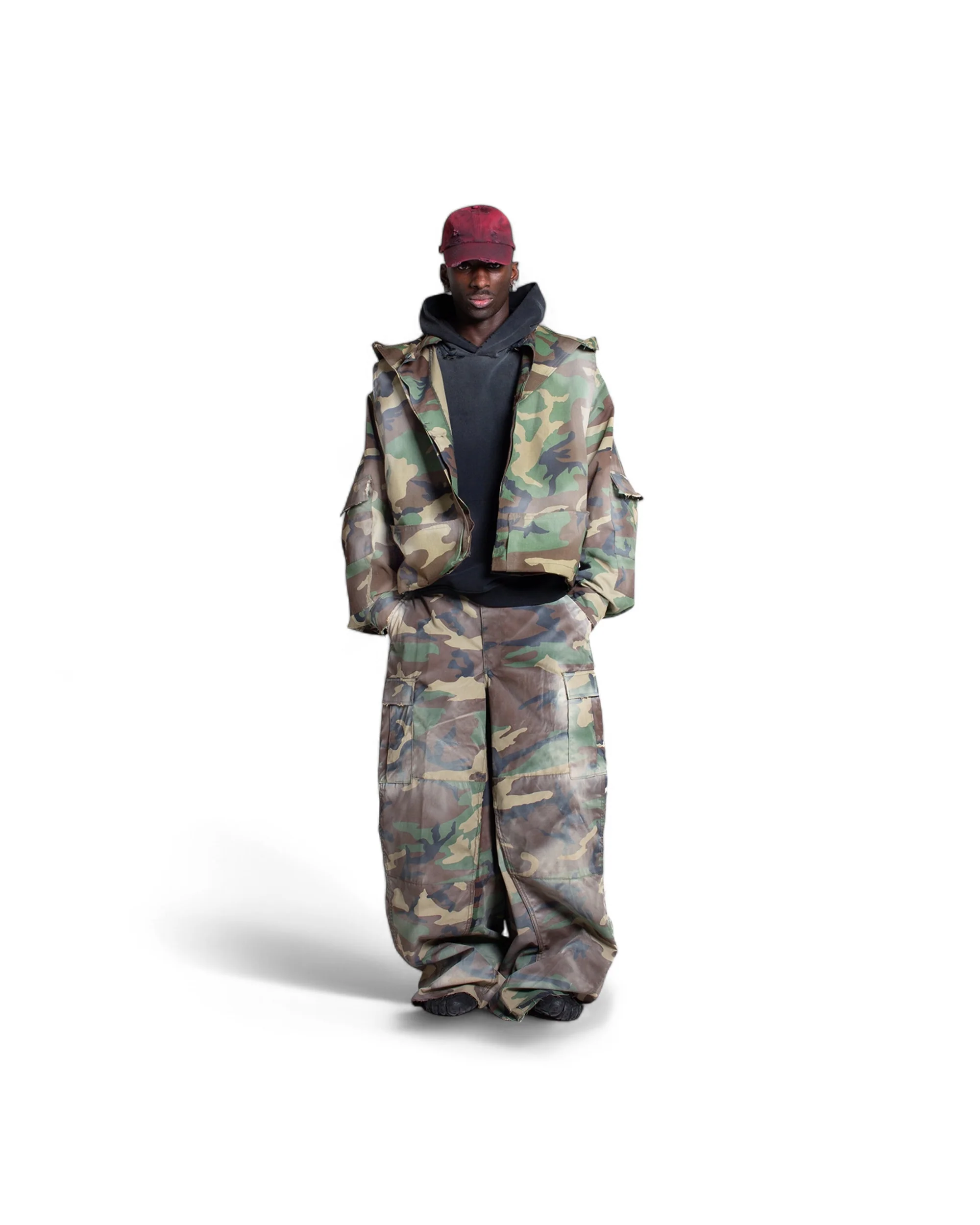 MUD WASHED CAMO CARGO PANTS - Image 3