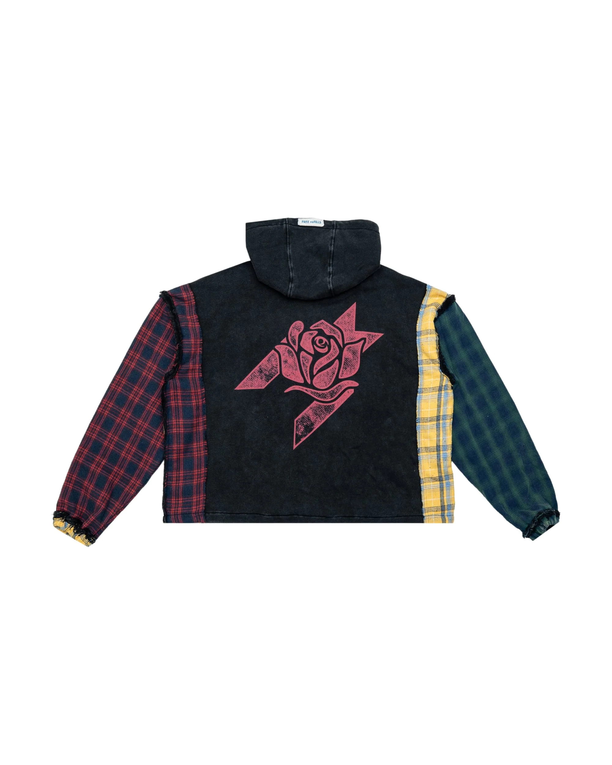 Multi Flannel Zip-Up Hoodie - Black - Image 2
