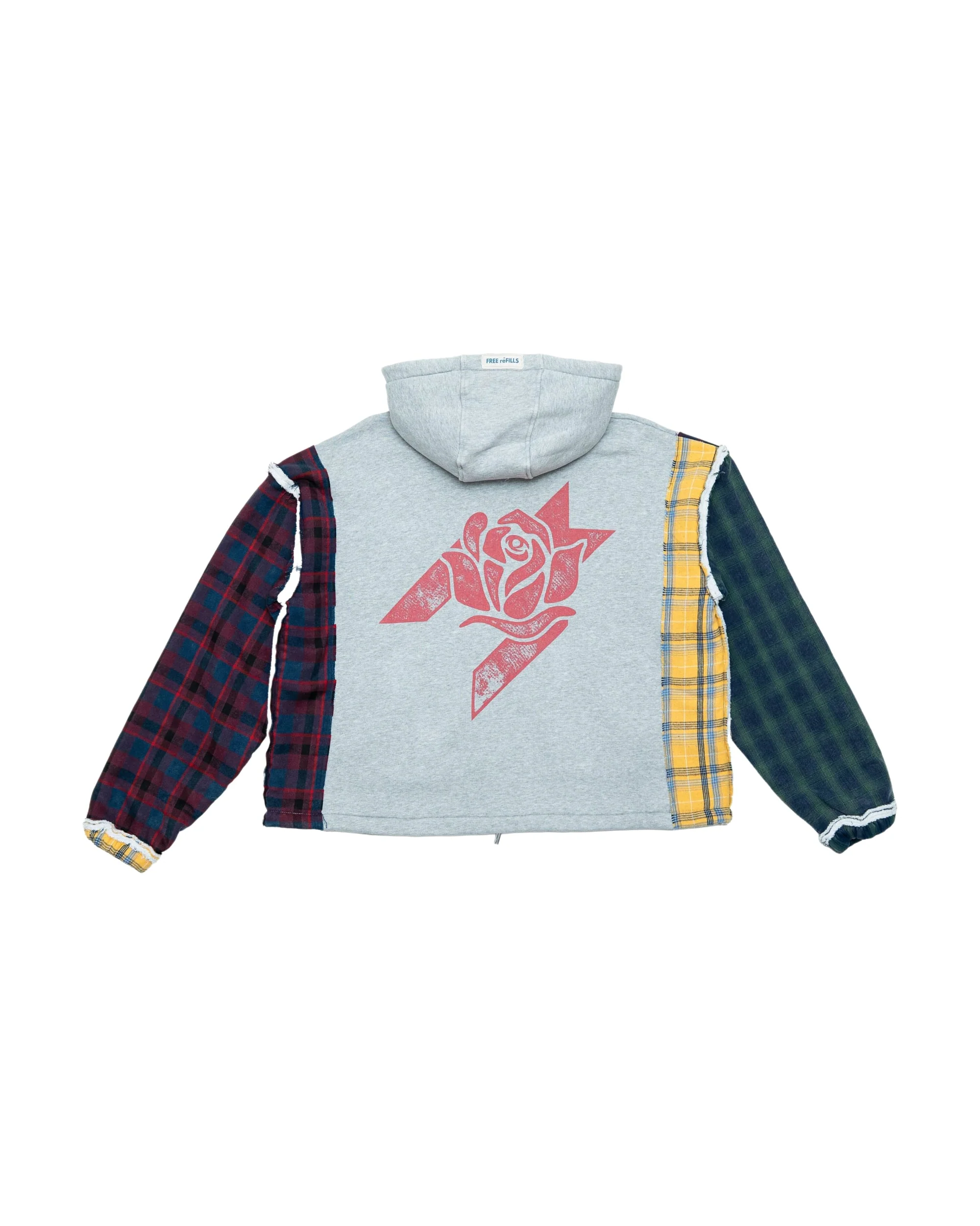 Multi Flannel Zip-Up Hoodie - Grey - Image 2